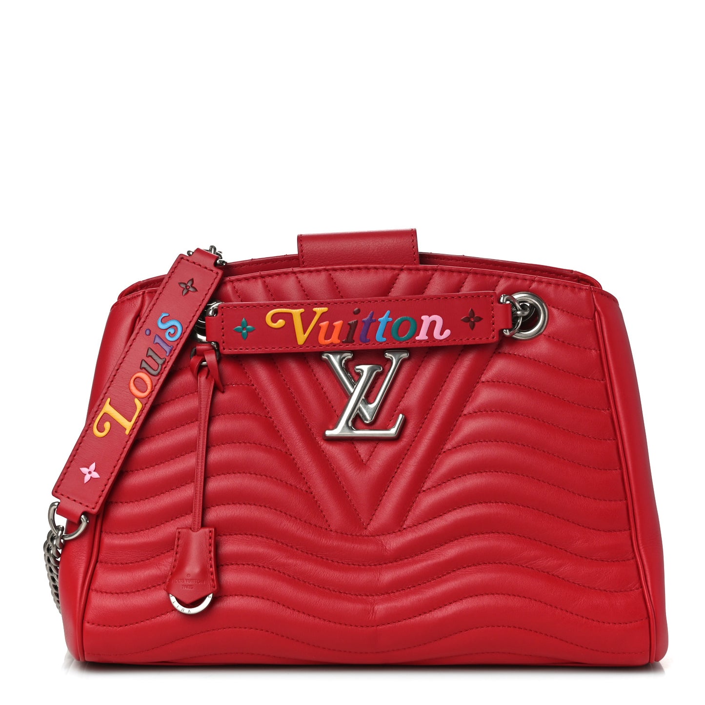 Calfskin New Wave Chain Tote Ecarlate