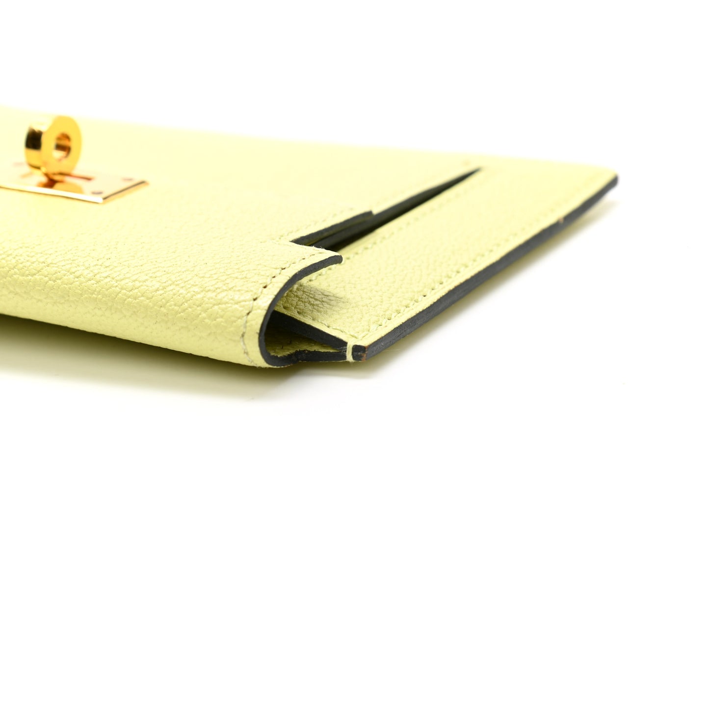 Chevre Mysore Kelly Pocket Compact Wallet Jaune Bourgeon