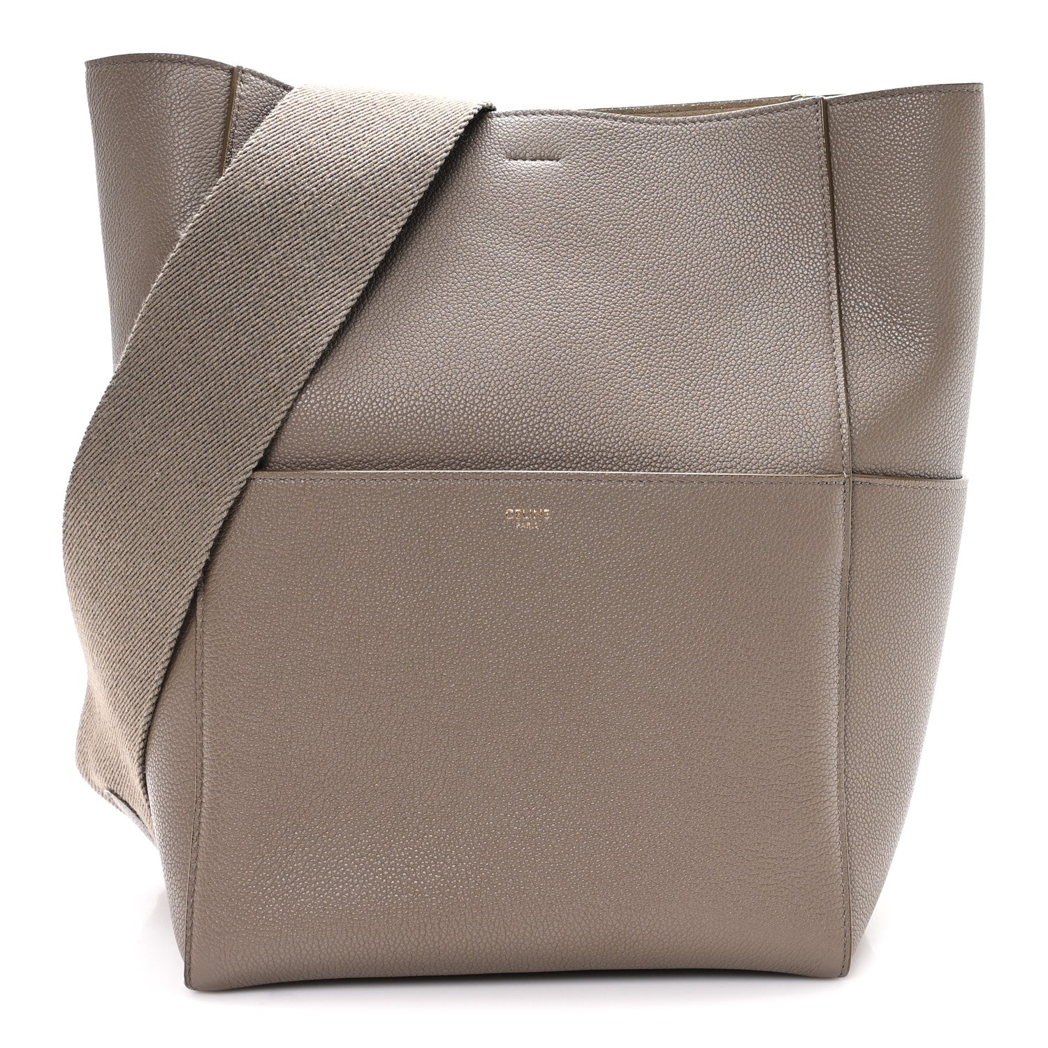 Celine Soft Grained Calfskin Sangle Bucket Bag Taupe 1797183