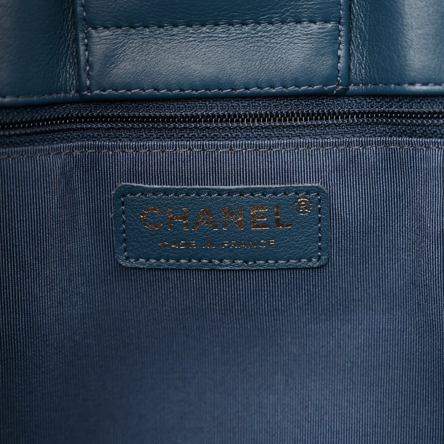 Lambskin Quilted Large Classic Shopping Tote Blue