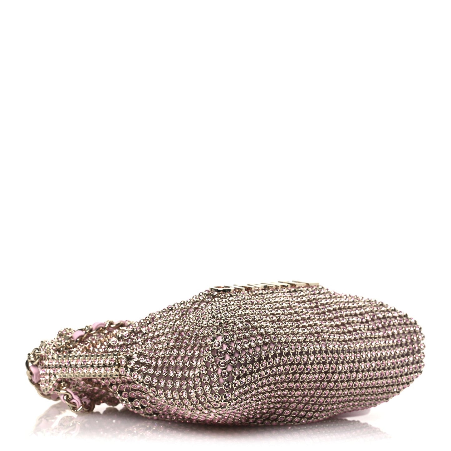 Crystal Embellished Metallic Lambskin Mini Chanel 22 Pink