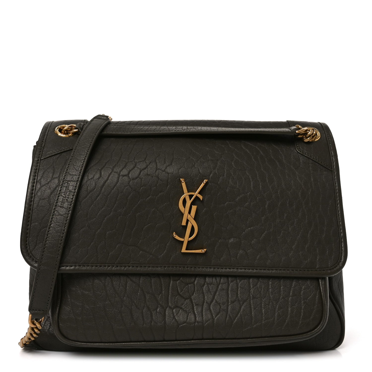 Saint Laurent モノグラム ボディーバッグ Saint Laurent Grained Lambskin Monogram Large Niki Chain Satchel