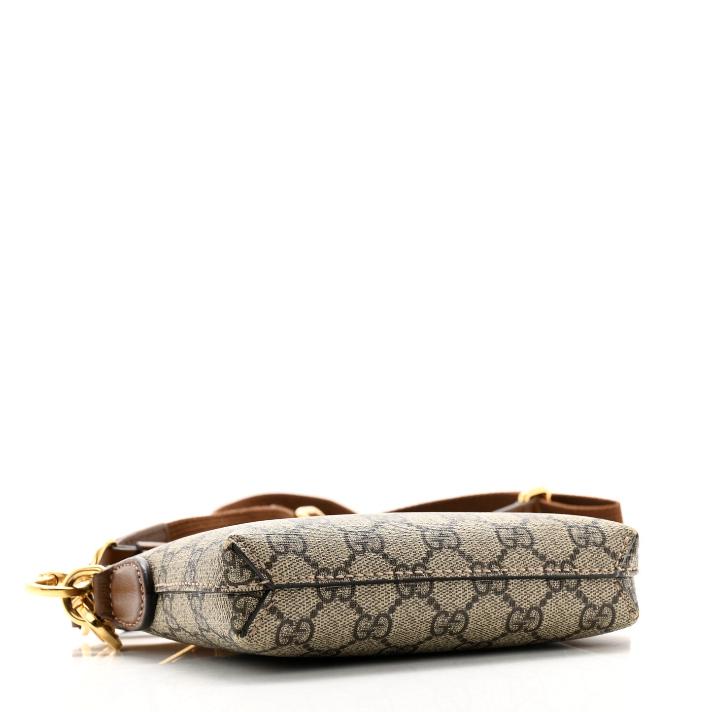 GG Supreme Monogram Azalea Calfskin Small Retro Interlocking G Wristlet Messenger Bag Beige Ebony Brown Sugar