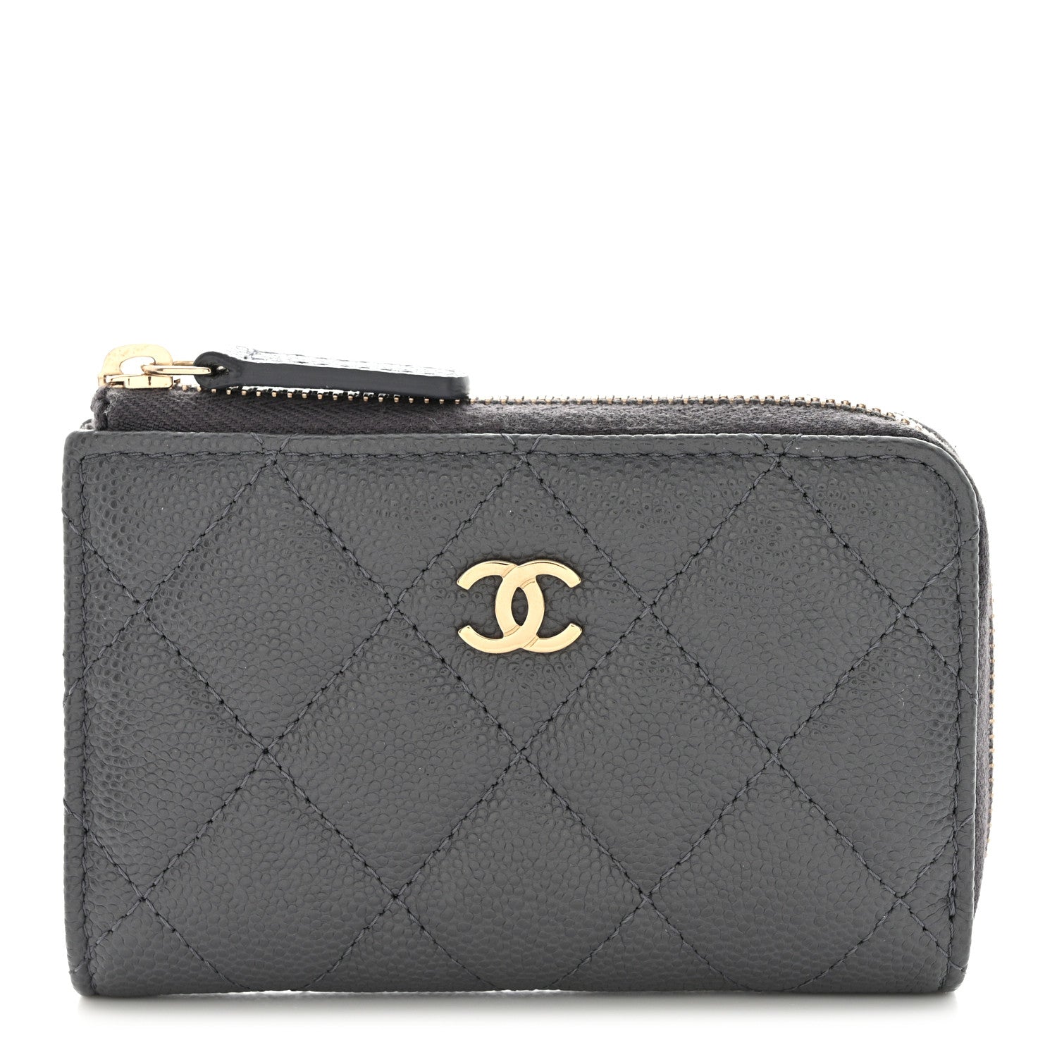 Chanel Caviar Quilted Zipped Key Holder Case Gray 1 of 9