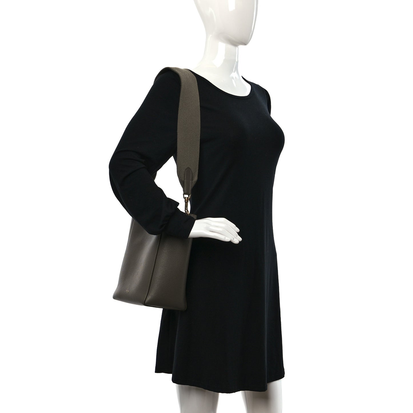 Soft Grained Calfskin Small Sangle Bucket Bag Taupe