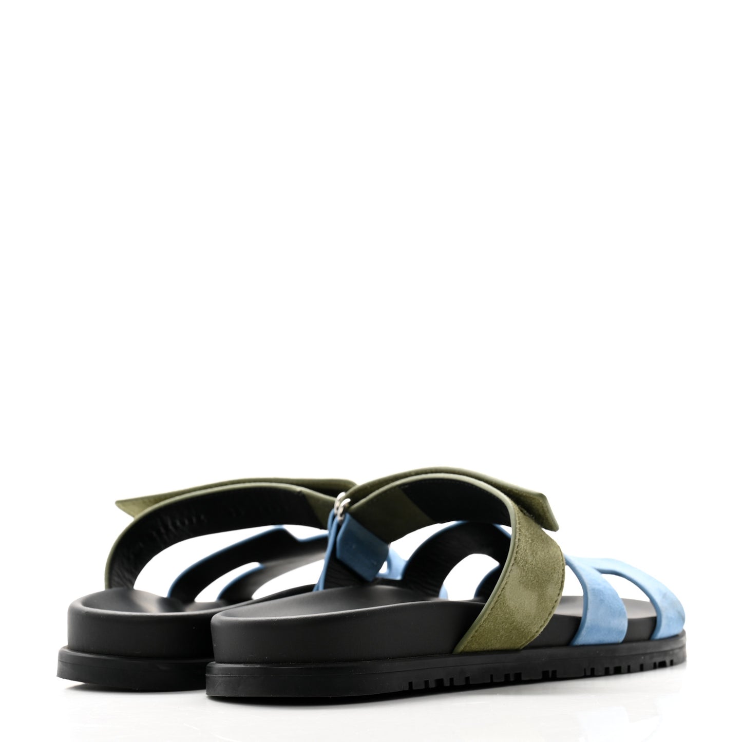 Suede Goatskin Womens Chypre Sandals 38 Bleu Cameo Vert