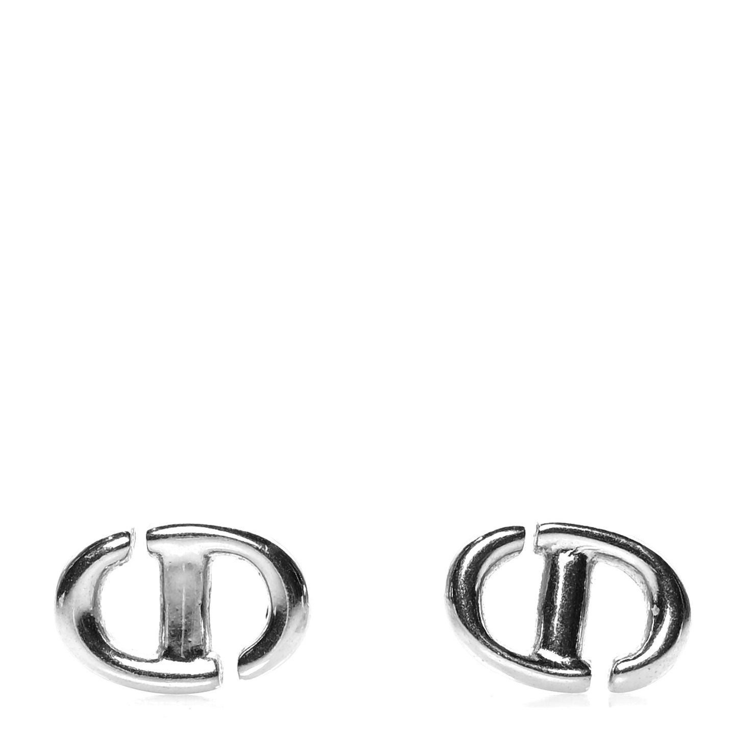 Metal Petit CD Stud Earrings Silver