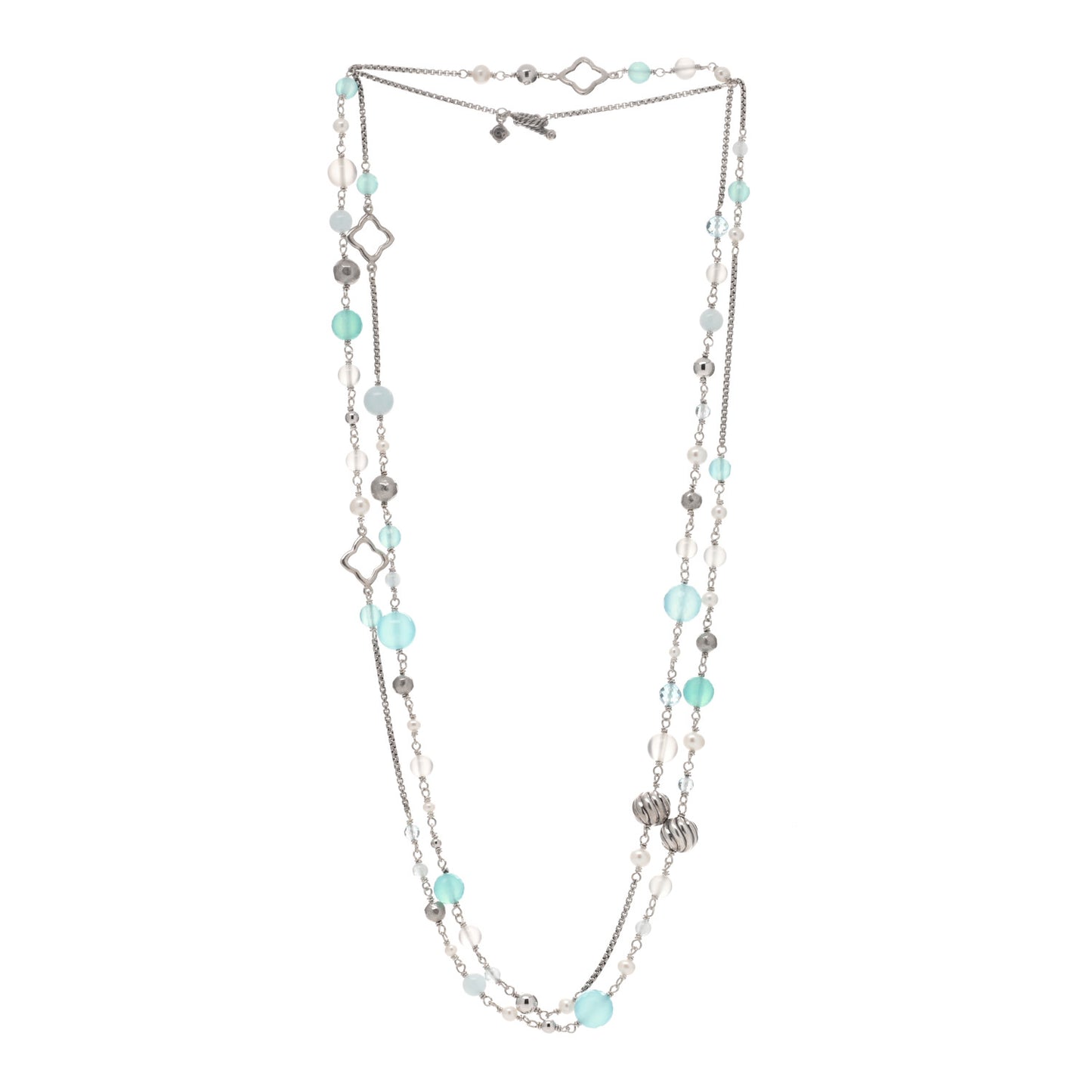 Sterling Silver Multi Gemstone Elements Station Necklace