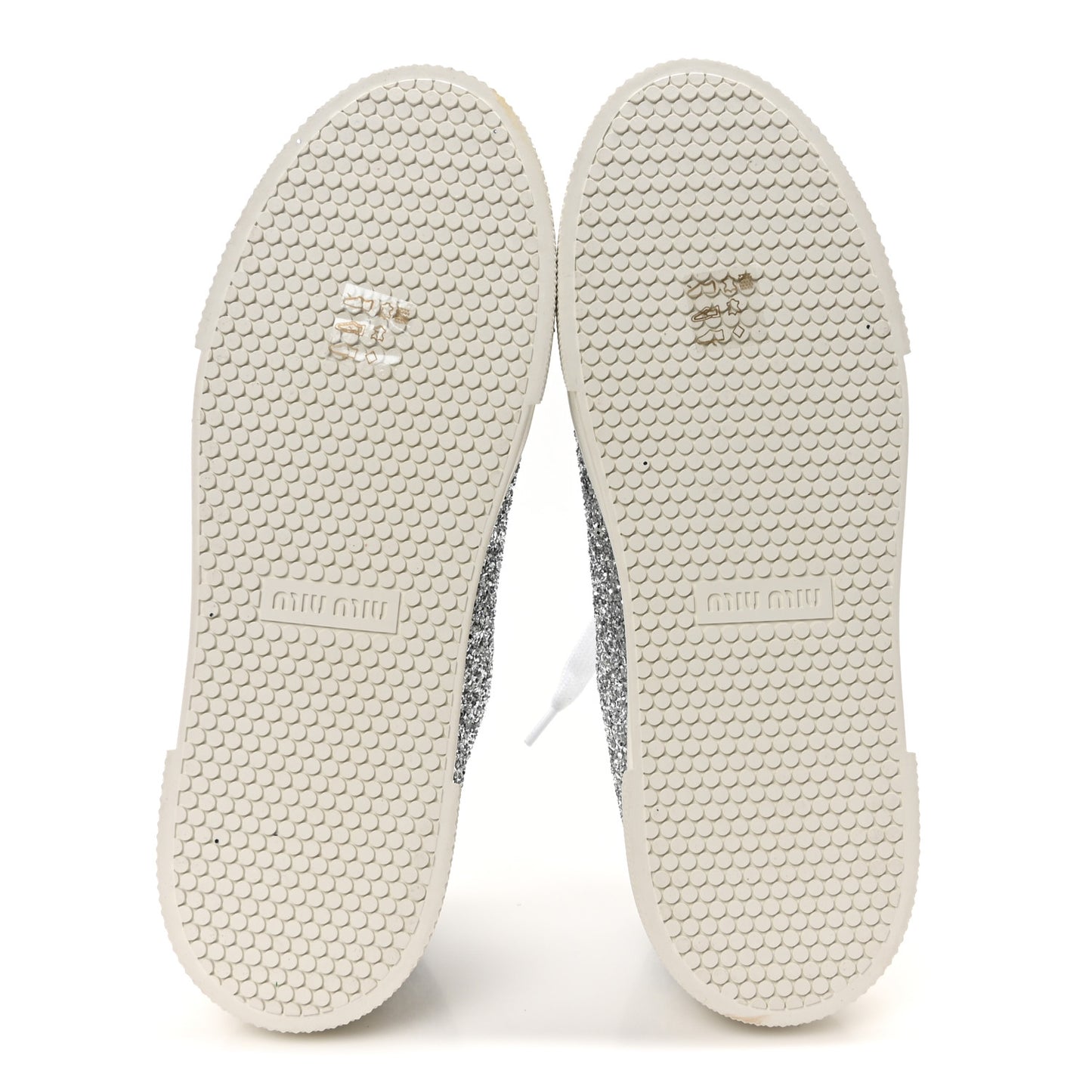 Calfskin Glitter Sneakers 37 White Argento