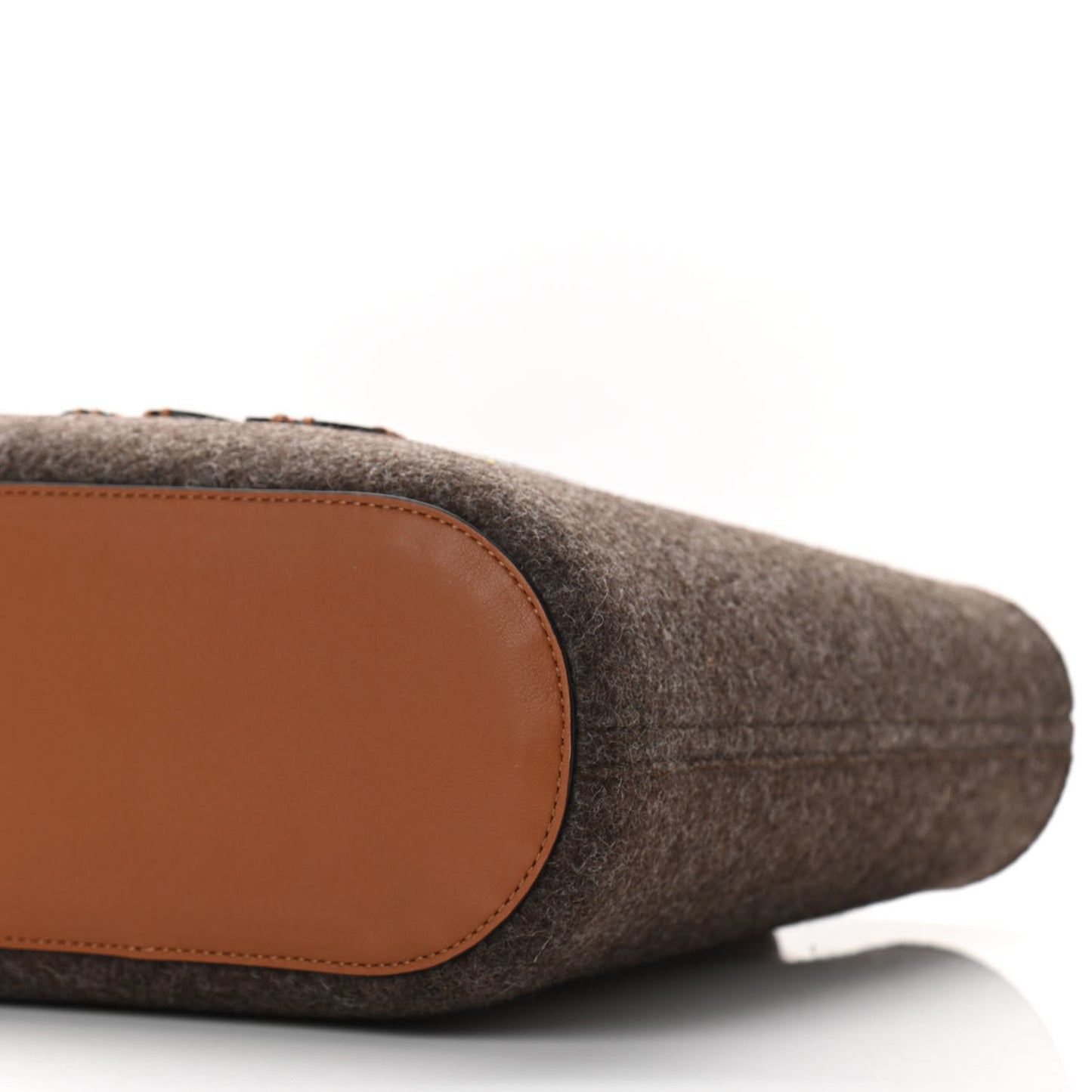 Felt Calfskin Small Anagram Square Basket Tote Brown Tan