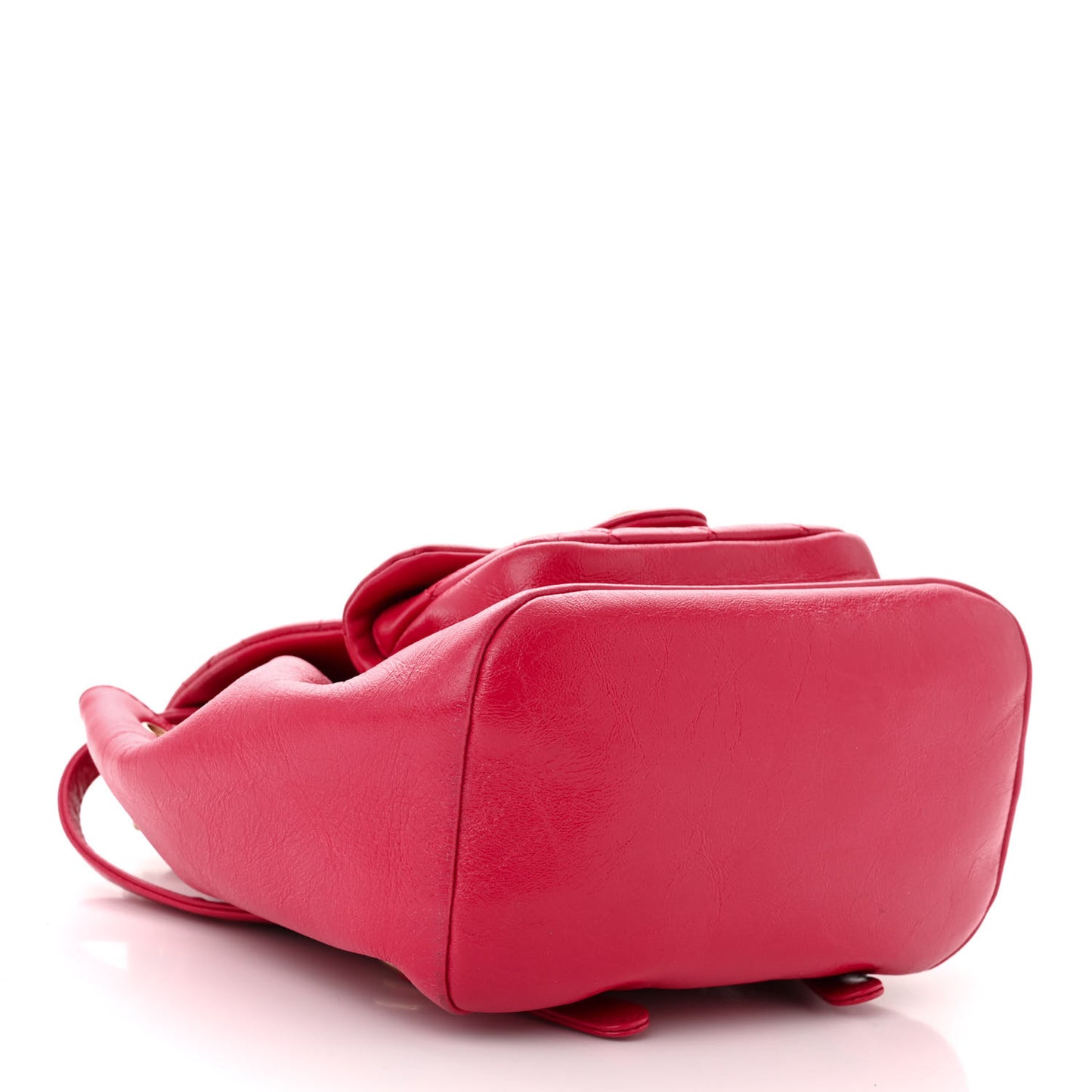 Glazed Aged Calfskin Quilted Small Duma Drawstring Backpack Red