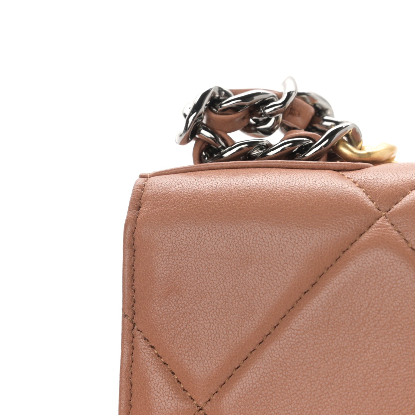 Lambskin Quilted Chanel 19 Wallet On Chain WOC Brown