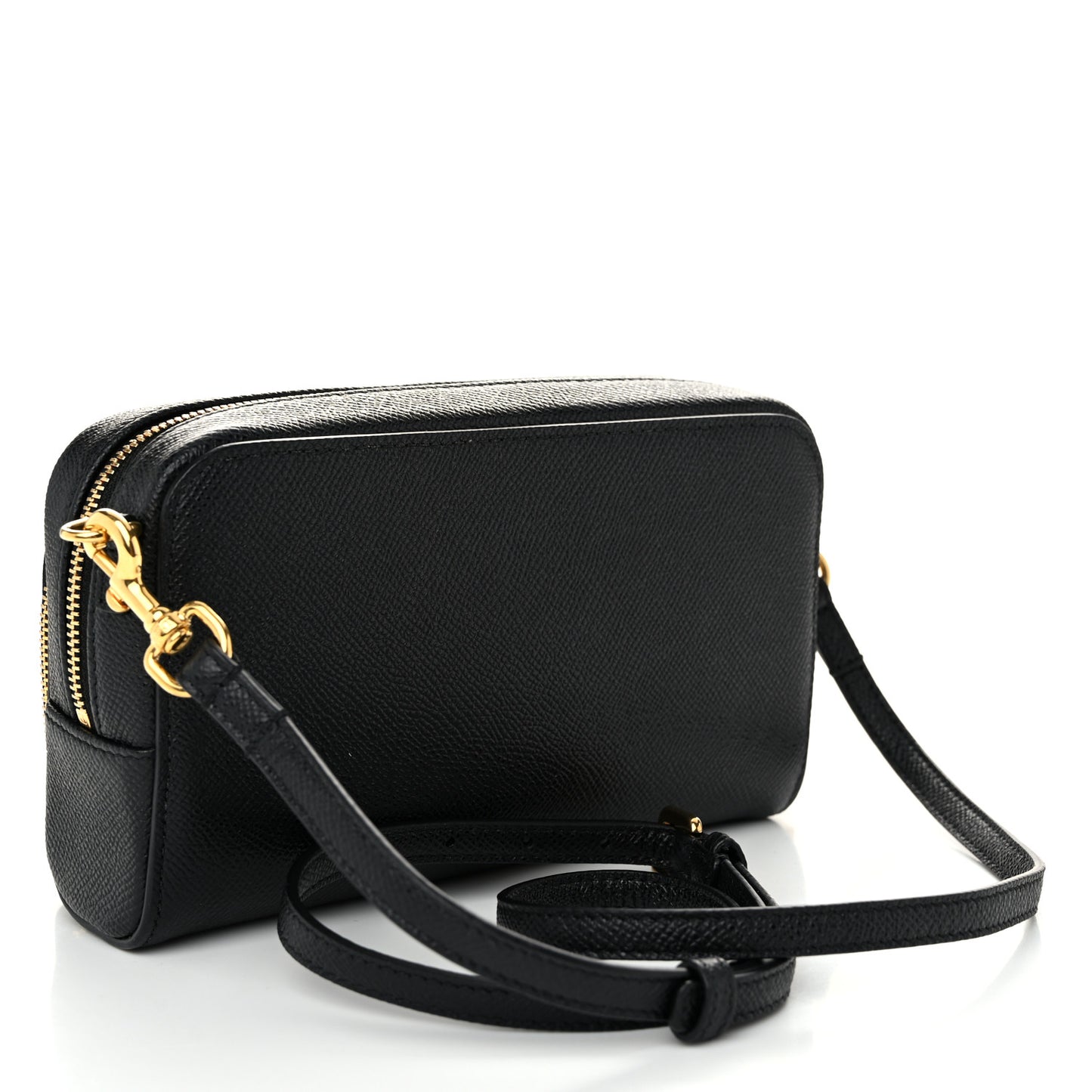 Grained Calfskin Caro Double Pouch Black