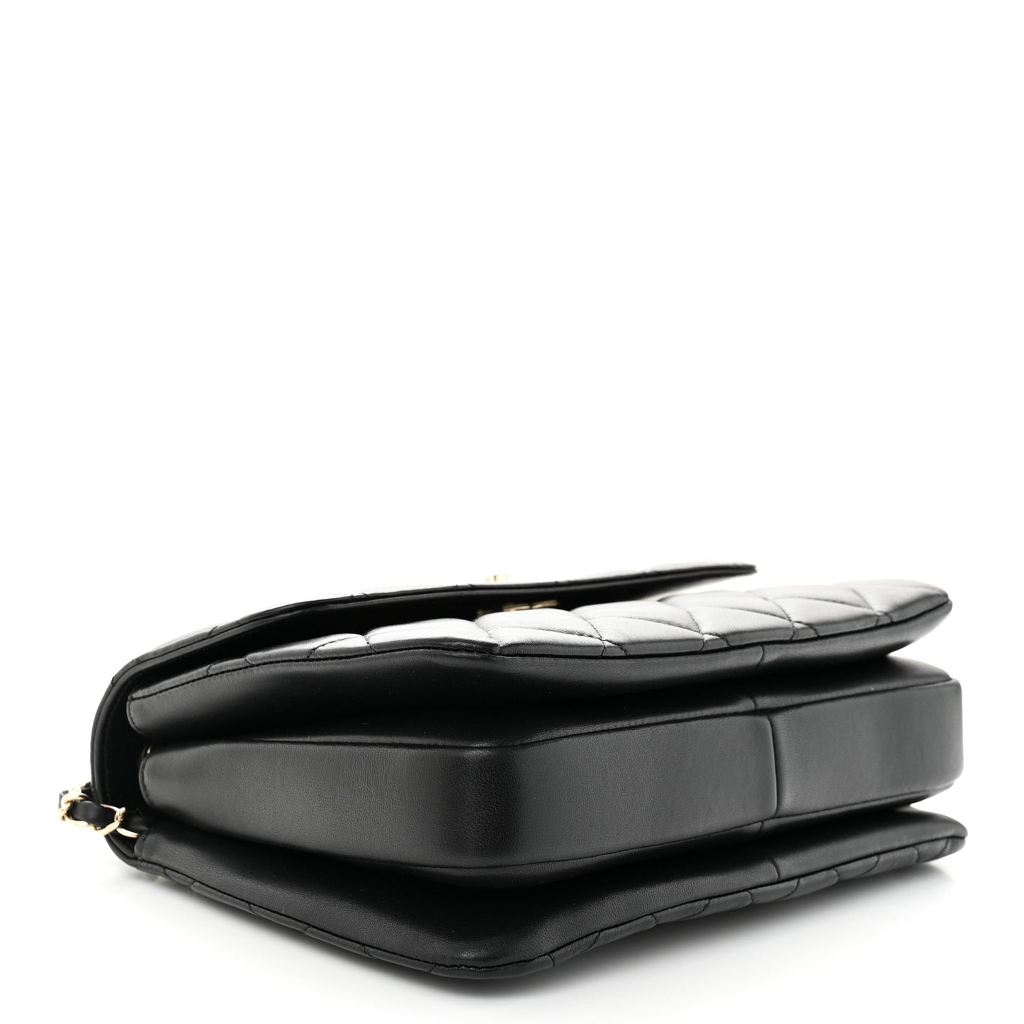 Lambskin Quilted Small Trendy CC Chain Dual Handle Flap Bag Black