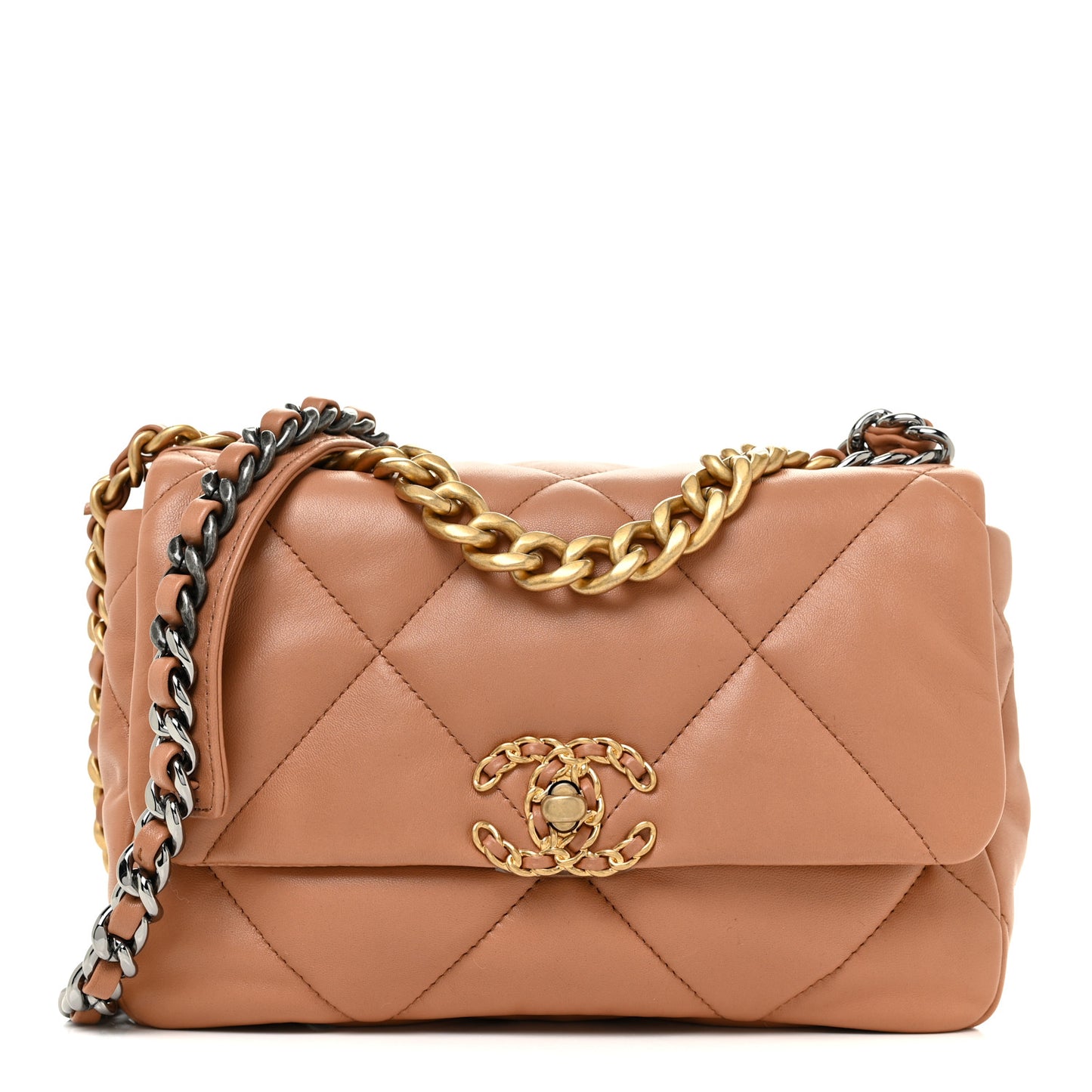 Lambskin Quilted Medium Chanel 19 Flap Brown