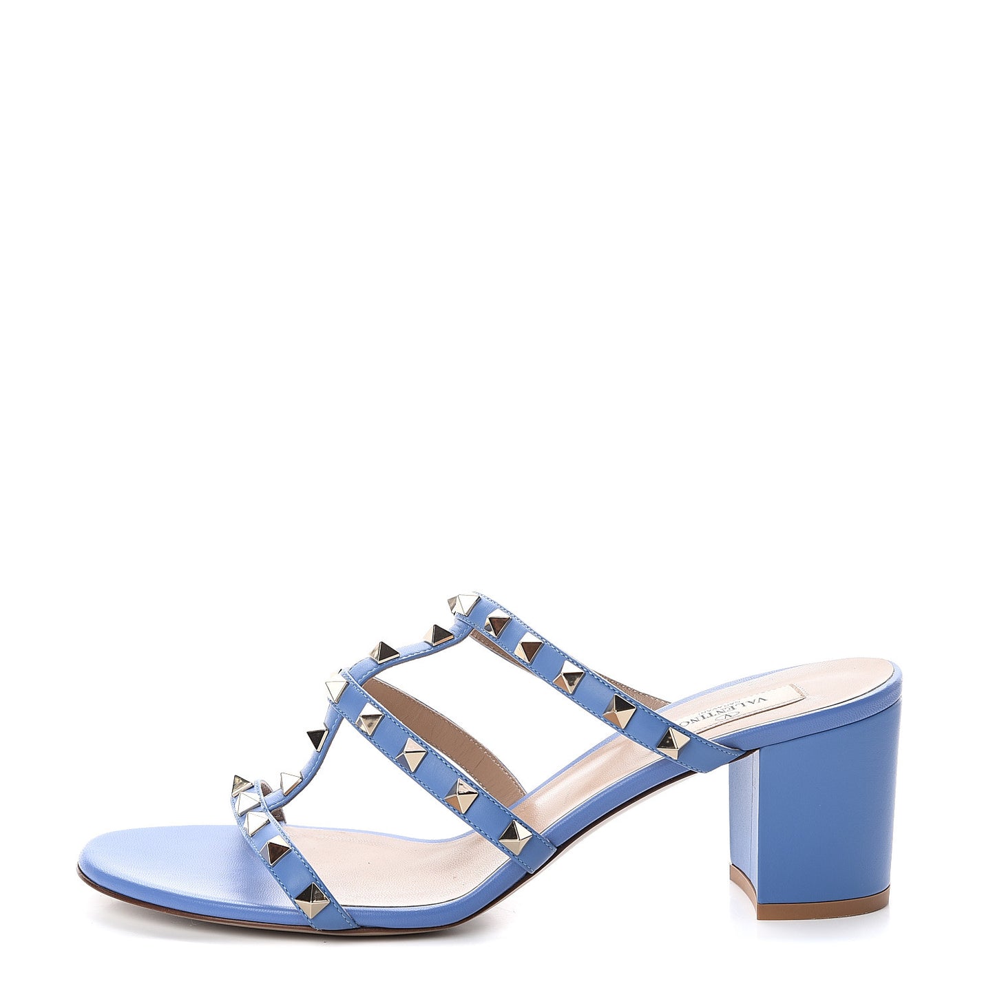 Calfskin Rockstud 60mm Caged Slide Sandals 41 Angel