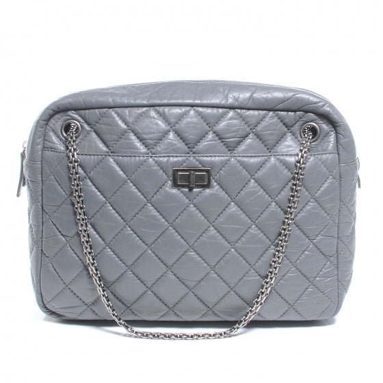 Chanel Aged Calfskin Quilted Large Reissue Camera Case Grey 56932