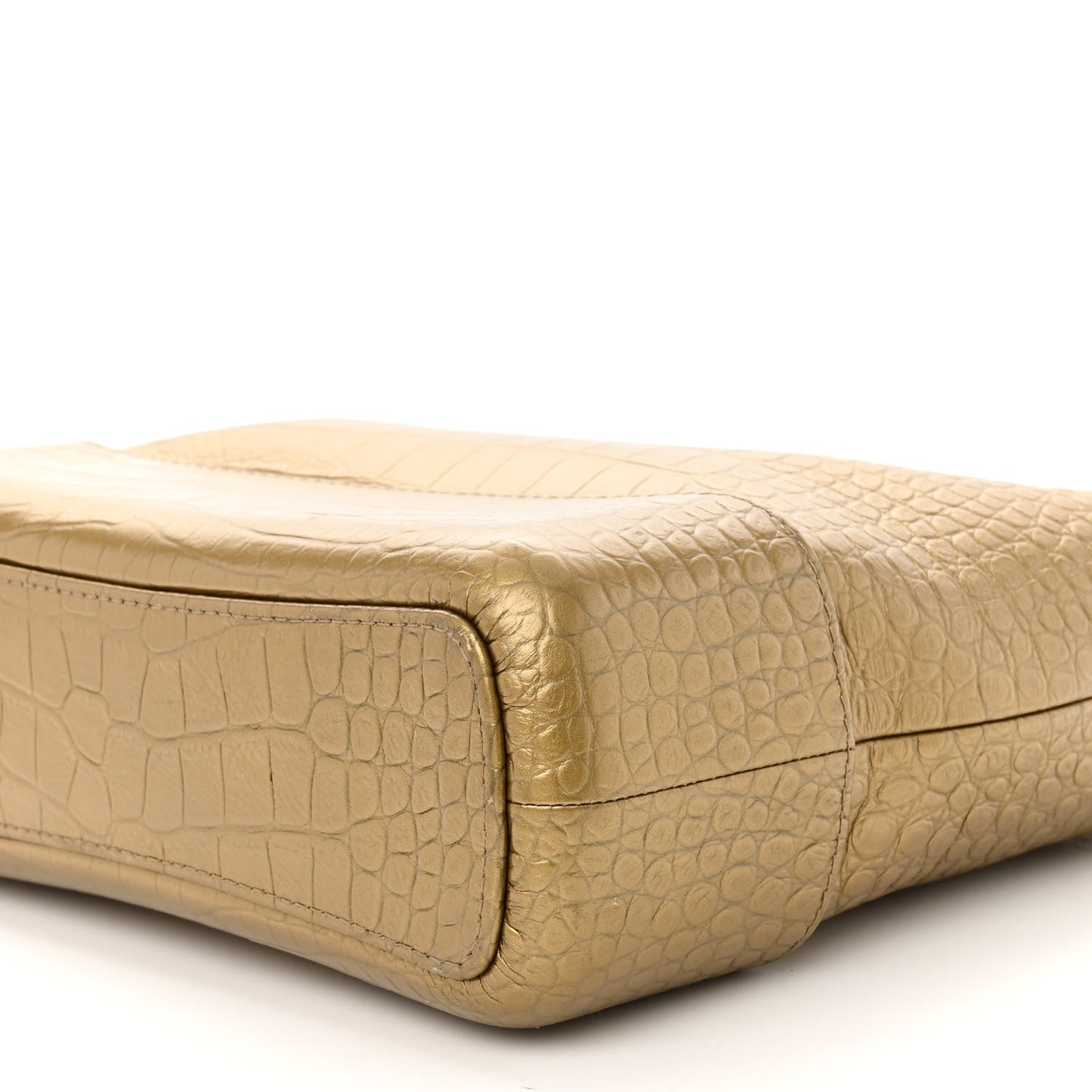 Metallic Calfskin Crocodile Embossed Medium Gabrielle Cocodile Hobo Gold