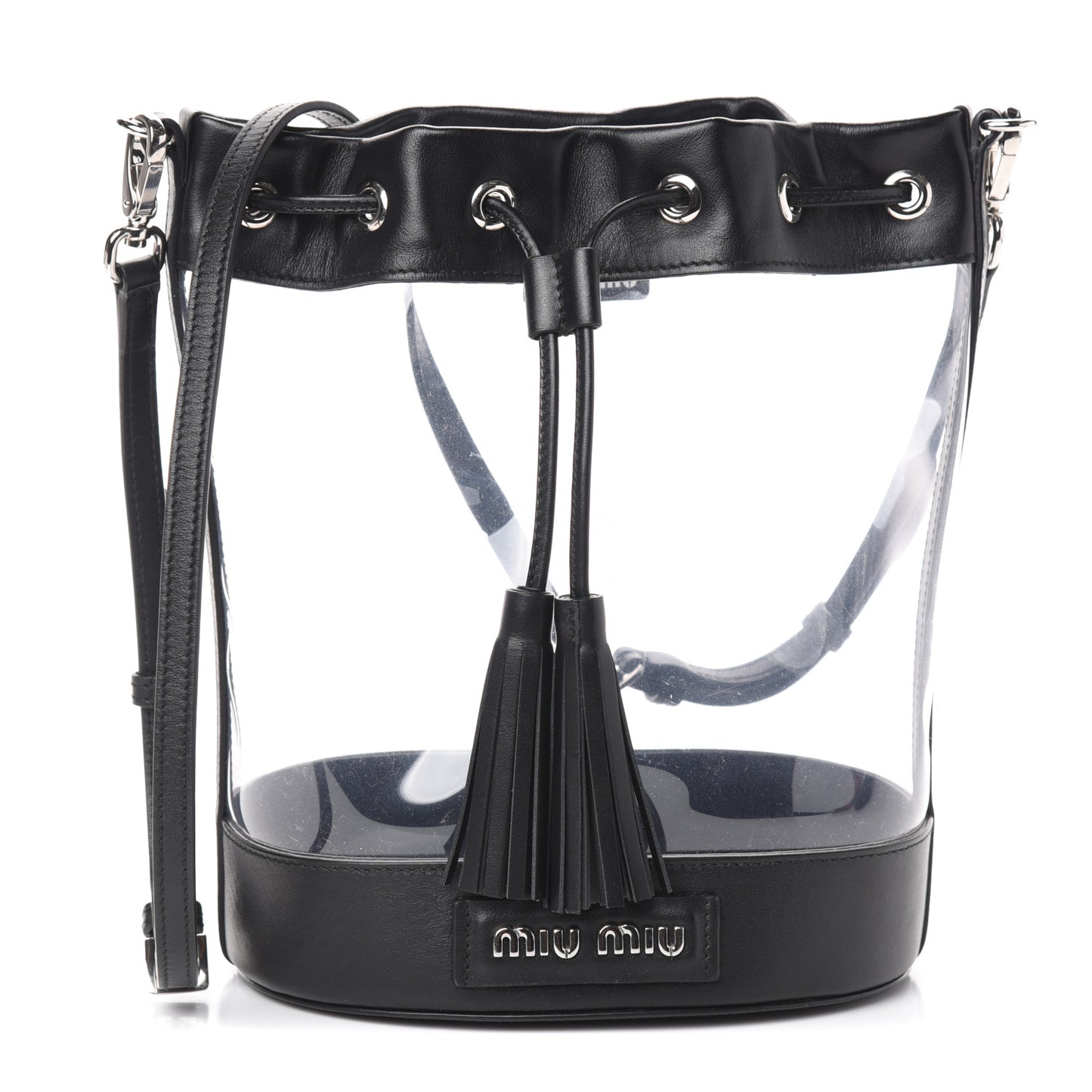 Plex Soft Calf Drawstring Bucket Bag Black
