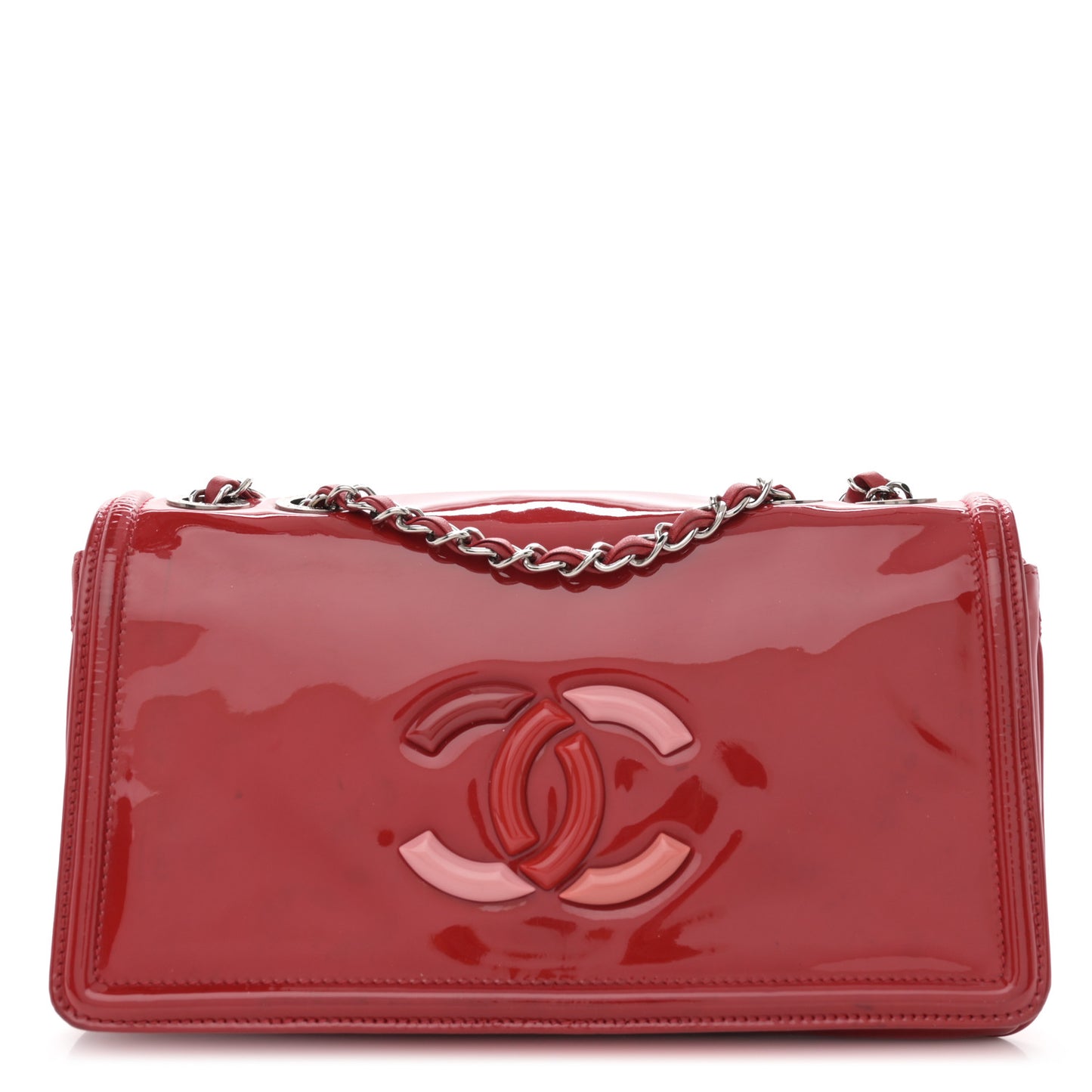 Patent Lipstick Wallet on Chain Red