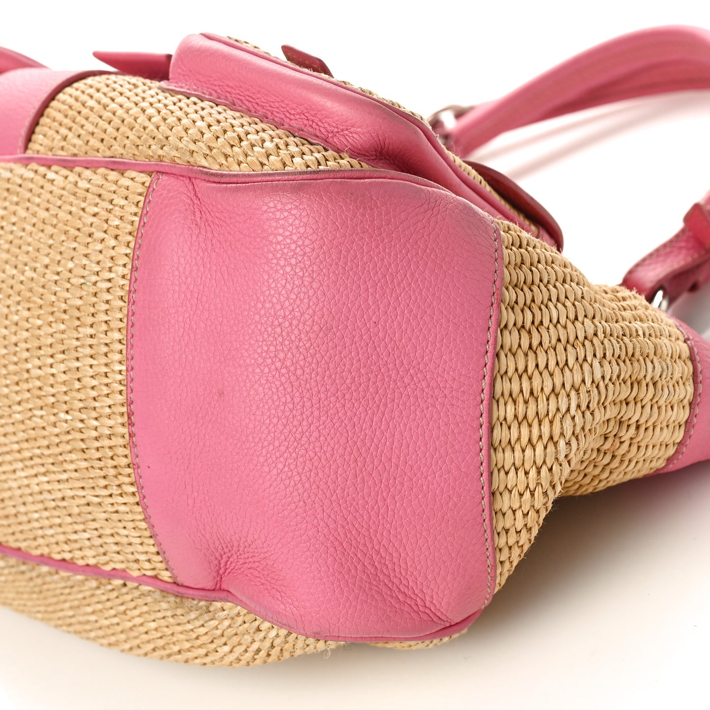 Straw Vitello Daino Shoulder Bag Naturale