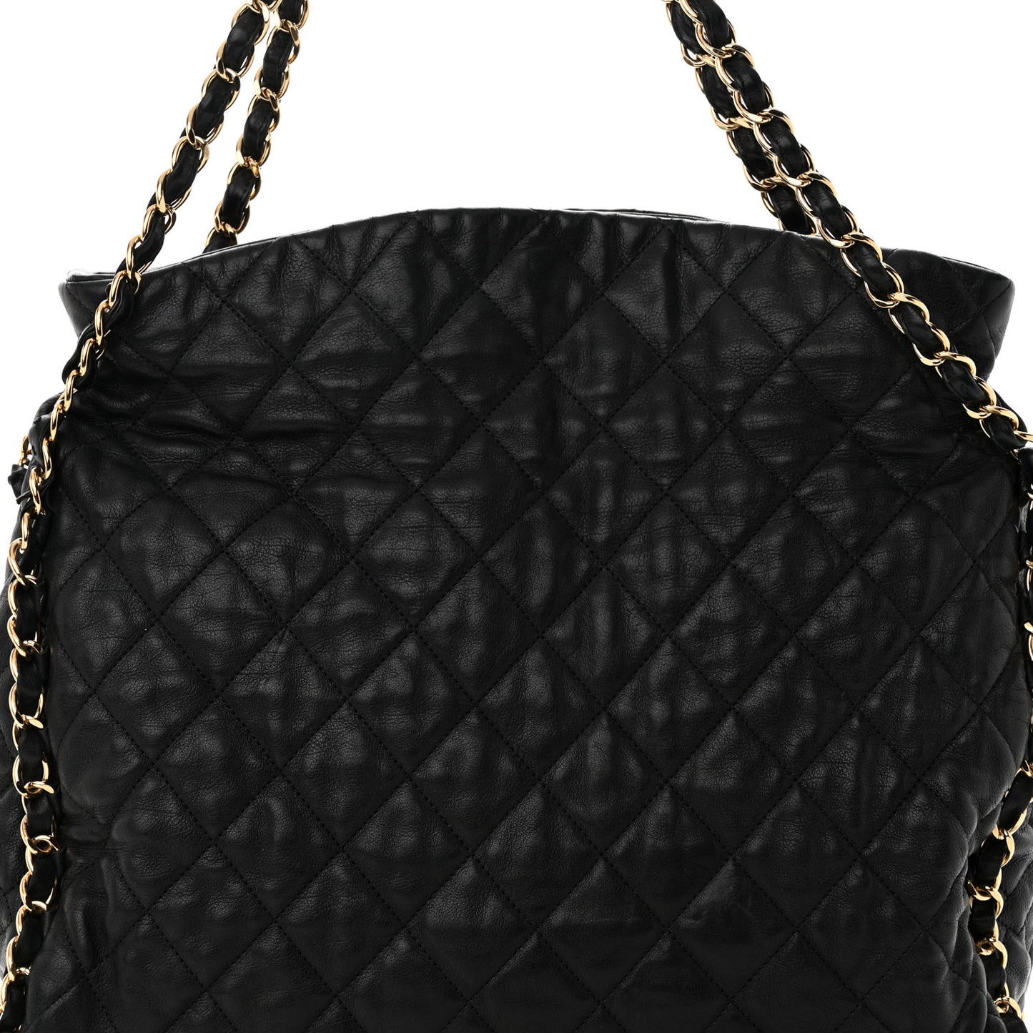Calfskin Quilted Large Chain Me Hobo Black