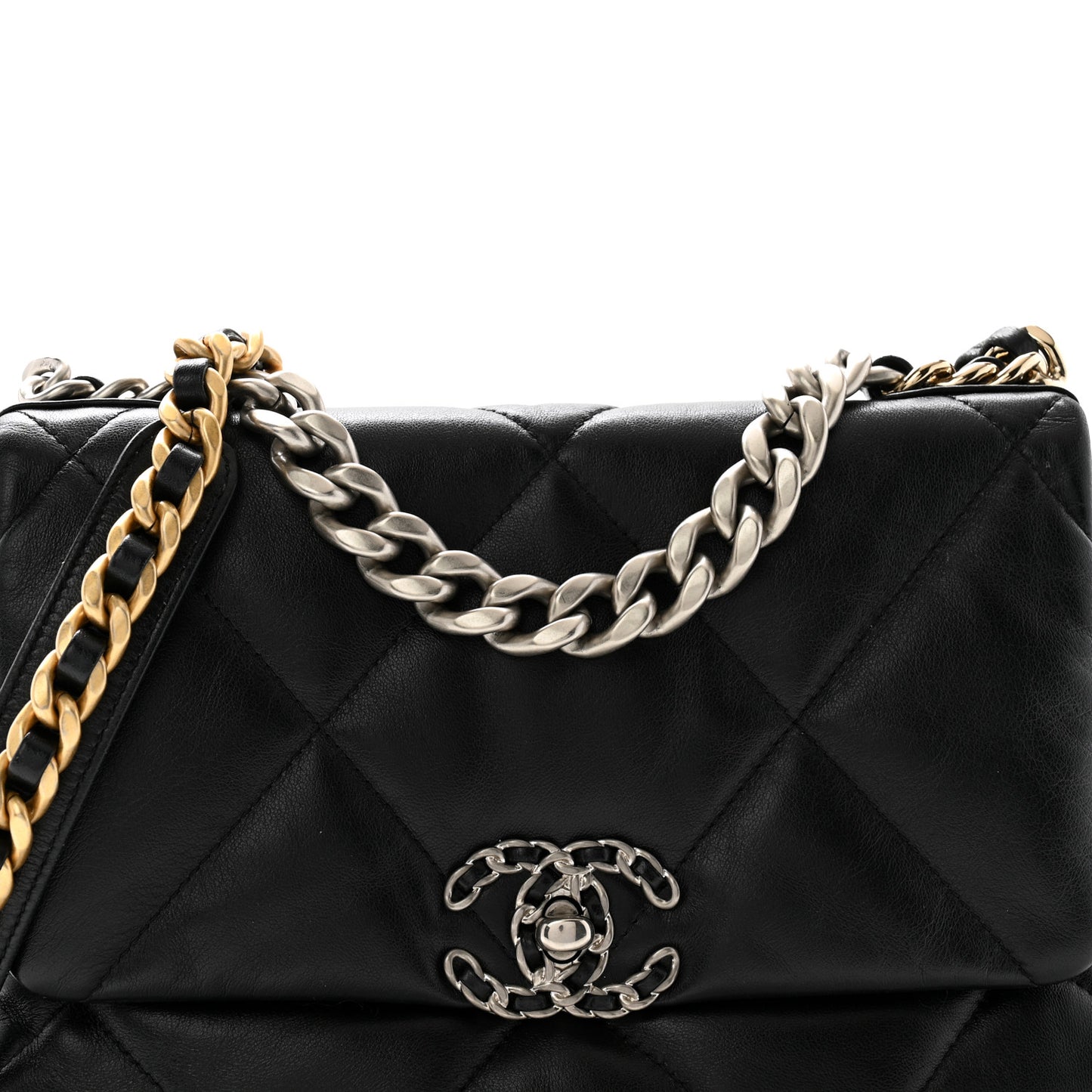 Goatskin Quilted Medium Chanel 19 Flap Black