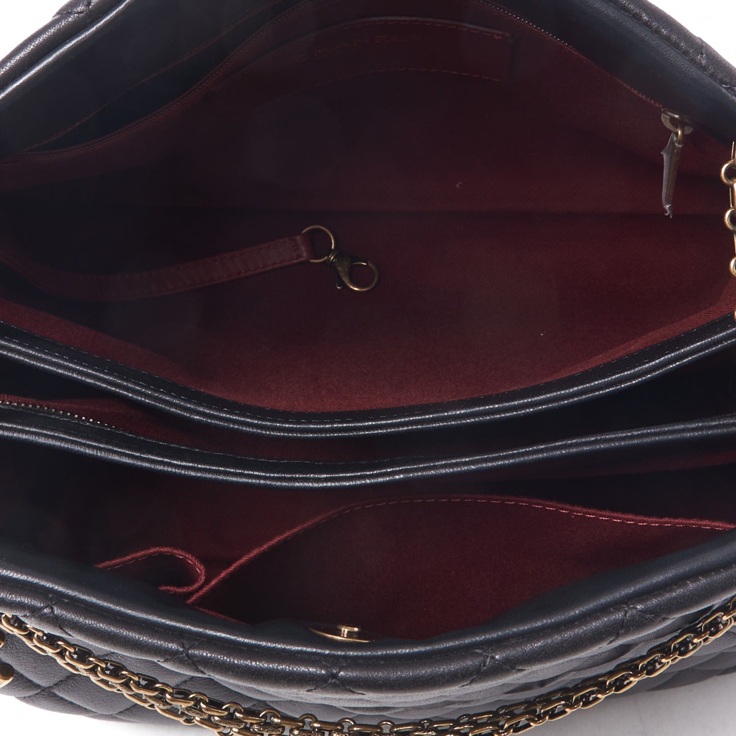 Lambskin Quilted Large Just Mademoiselle Bowling Bag Black