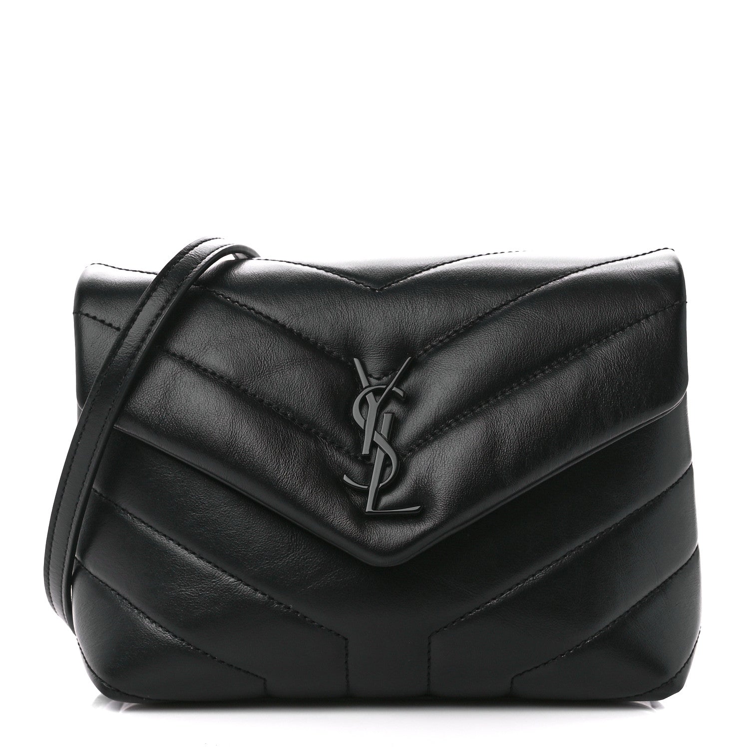 Saint Laurent Calfskin Y Quilted Monogram Monochrome Toy Loulou Crossbody Bag Black 1 of 11