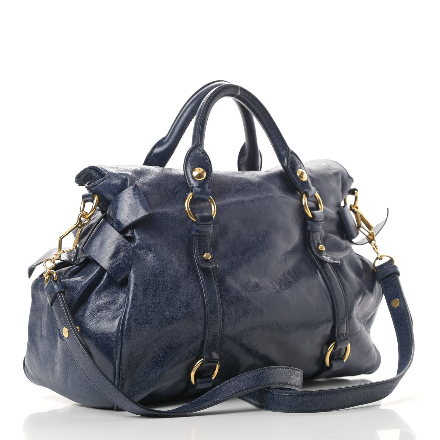 Vitello Lux Large Bow Bag Bleuette