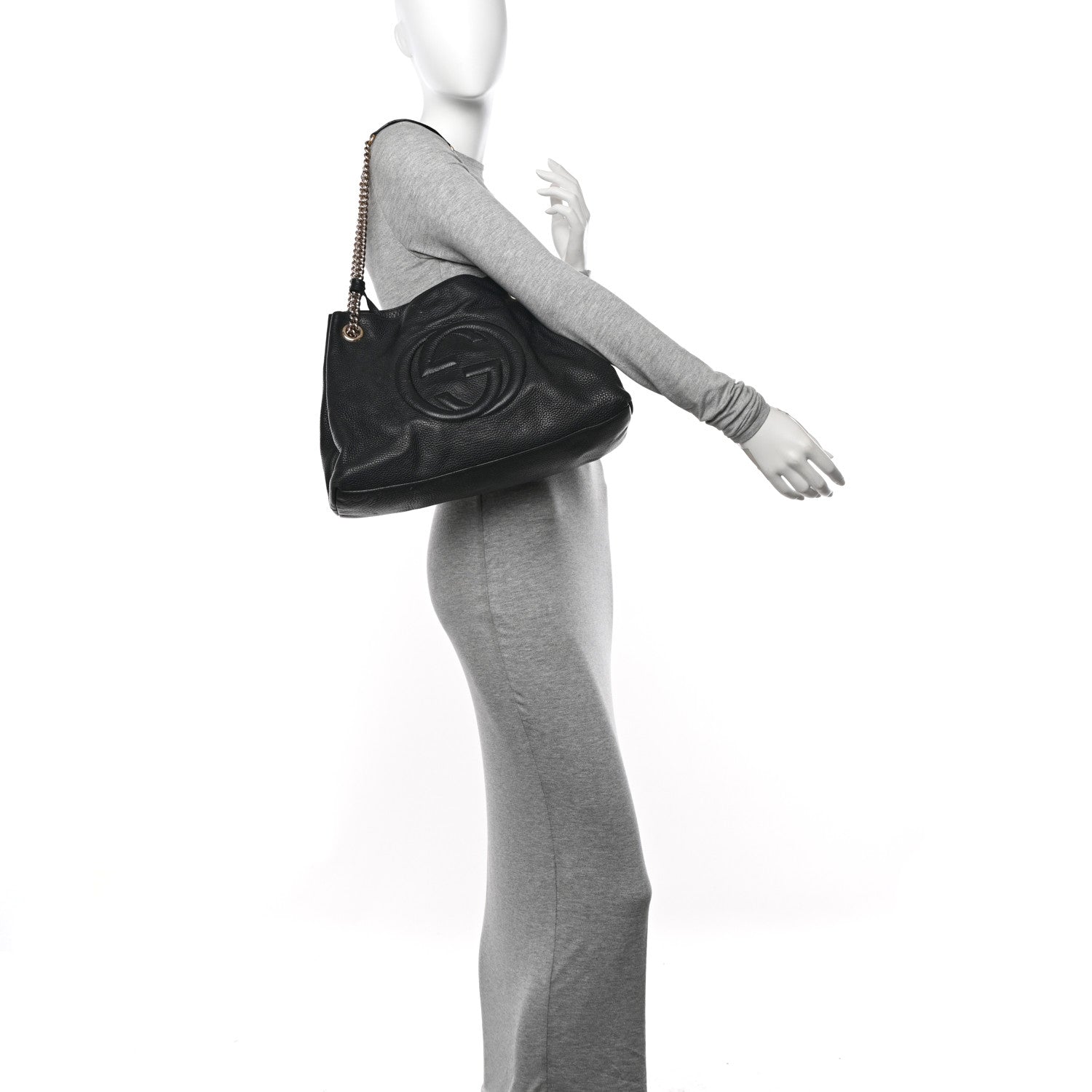 Gucci Pebbled Calfskin Medium Soho Chain Shoulder Bag Black 2 of 22