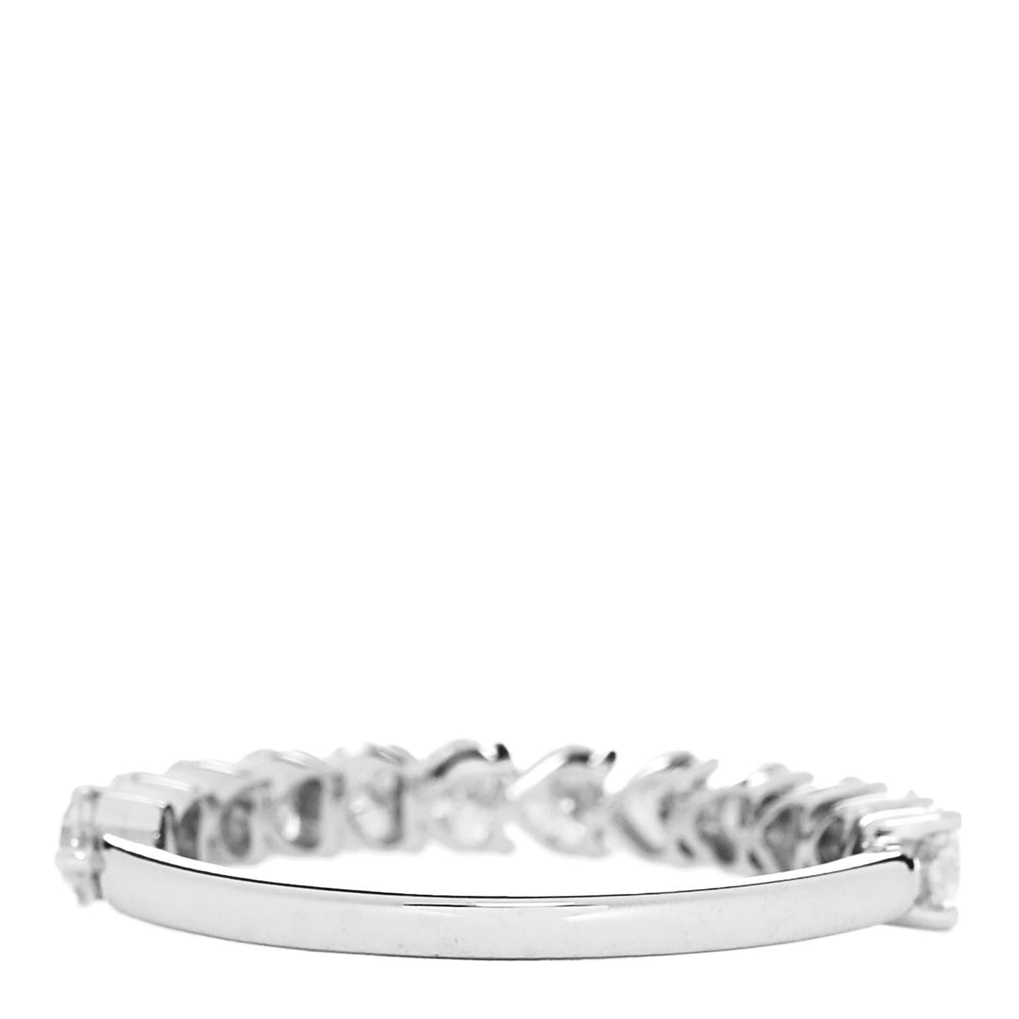 18K White Gold Diamond 1.00ct Heart Cut Half Eternity Band Ring 53 6.25