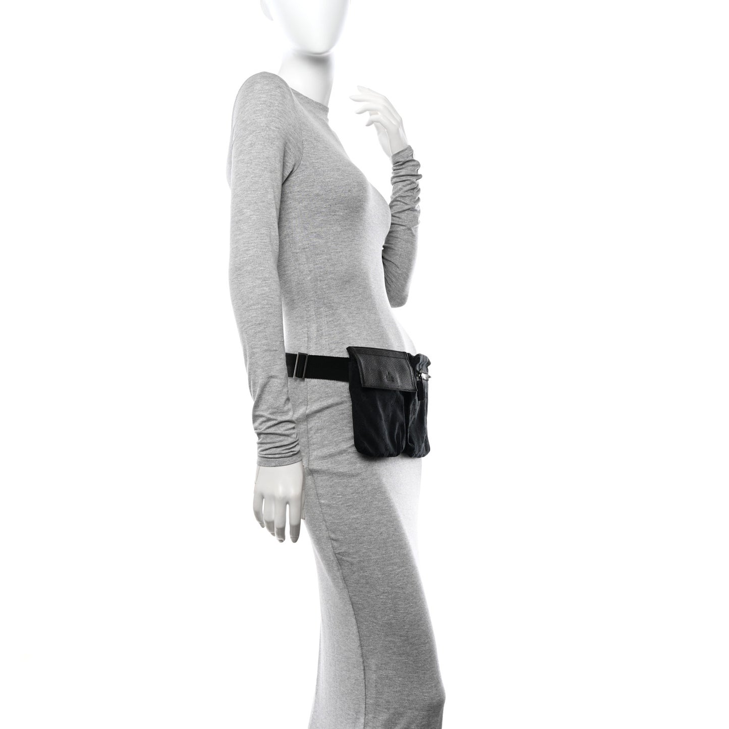 GG Monogram Double Pocket Belt Bag Black