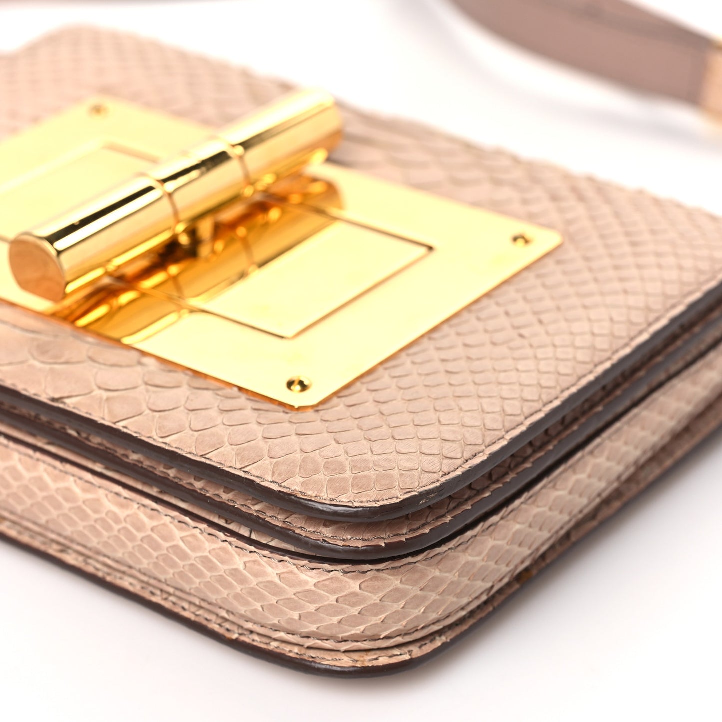 Snakeskin Medium Natalia Shoulder Bag Beige