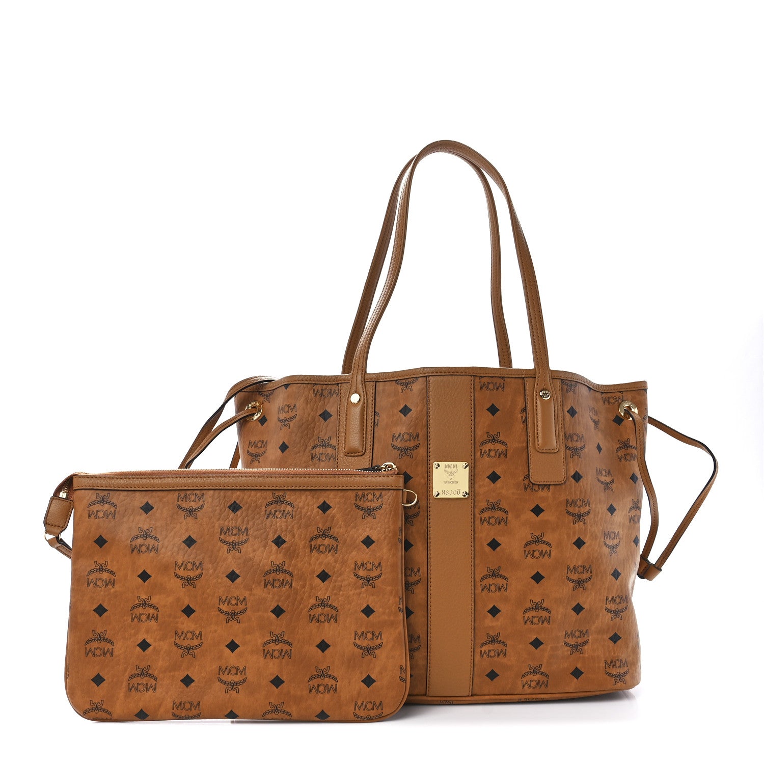 MCM Visetos Medium Liz Reversible Shopper Tote Cognac 1 of 20