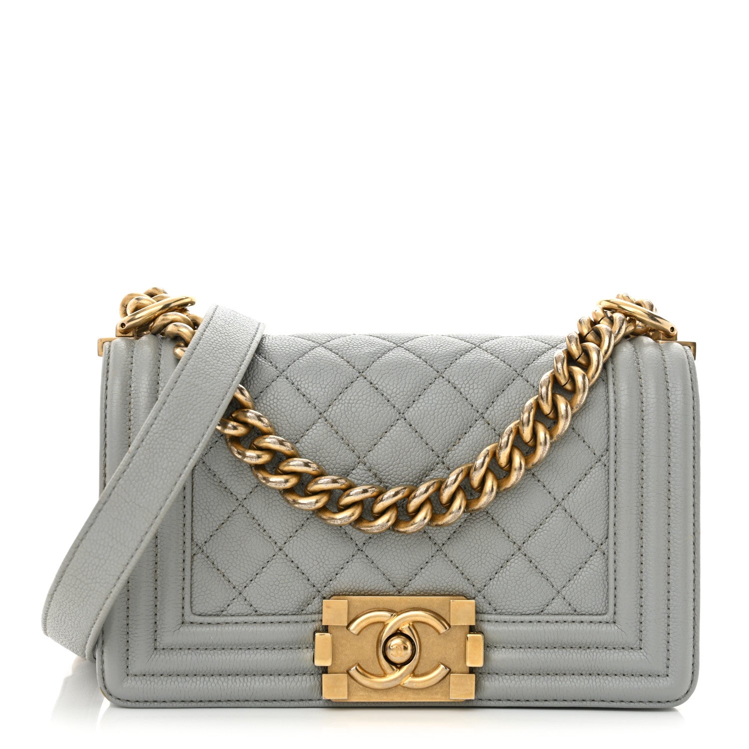 Chanel Caviar Quilted Small Boy Flap Light Grey 1 of 13