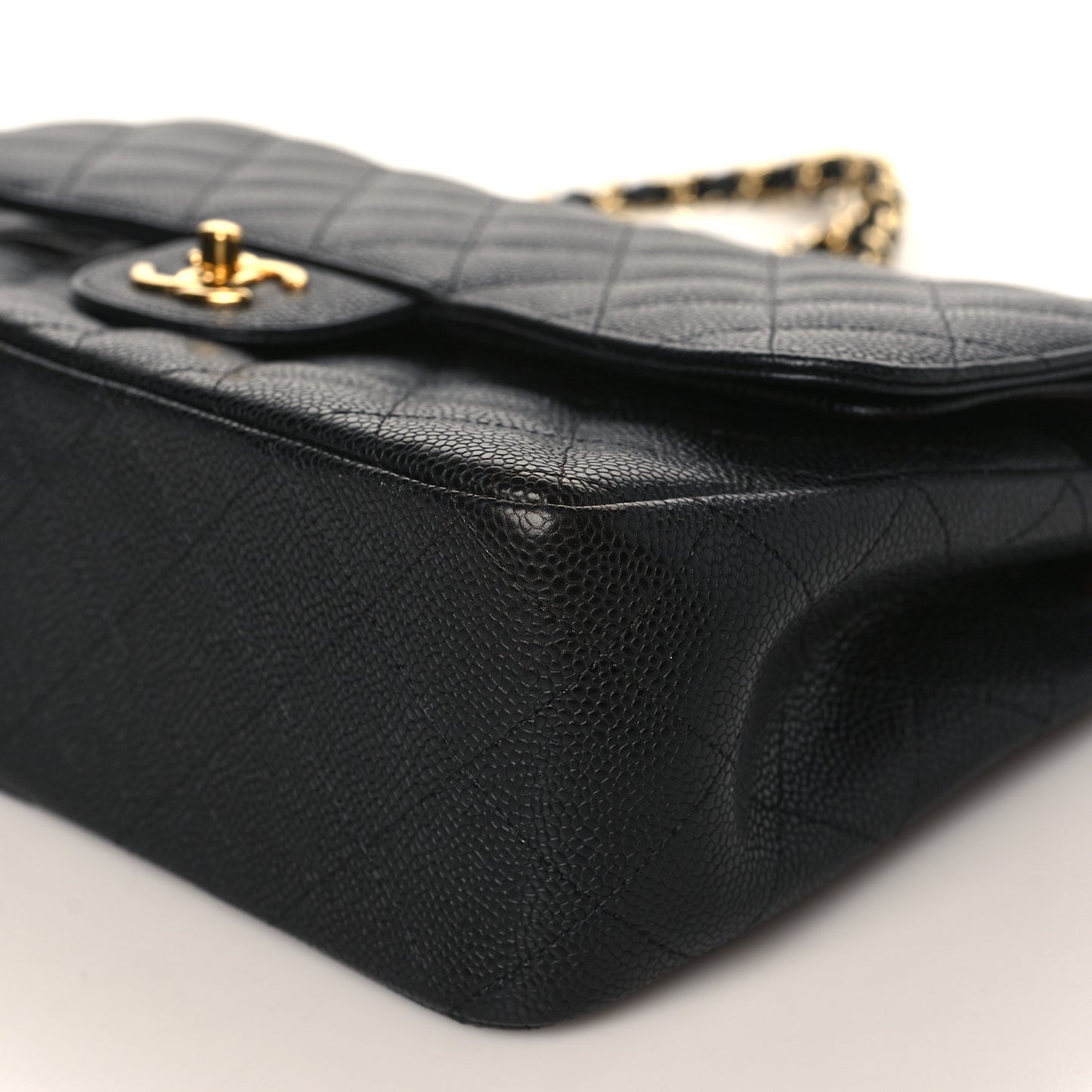 Caviar Quilted Jumbo Double Flap Black