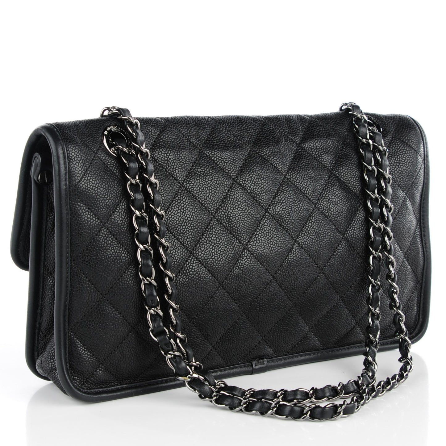 Caviar Quilted Medium French Riviera Flap Black