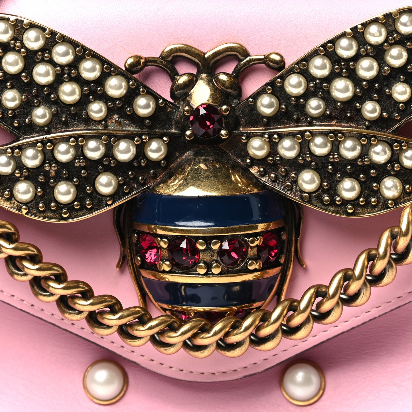 Nappa Pearl Studded Mini Queen Margaret Broadway Shoulder Bag Sugar Pink