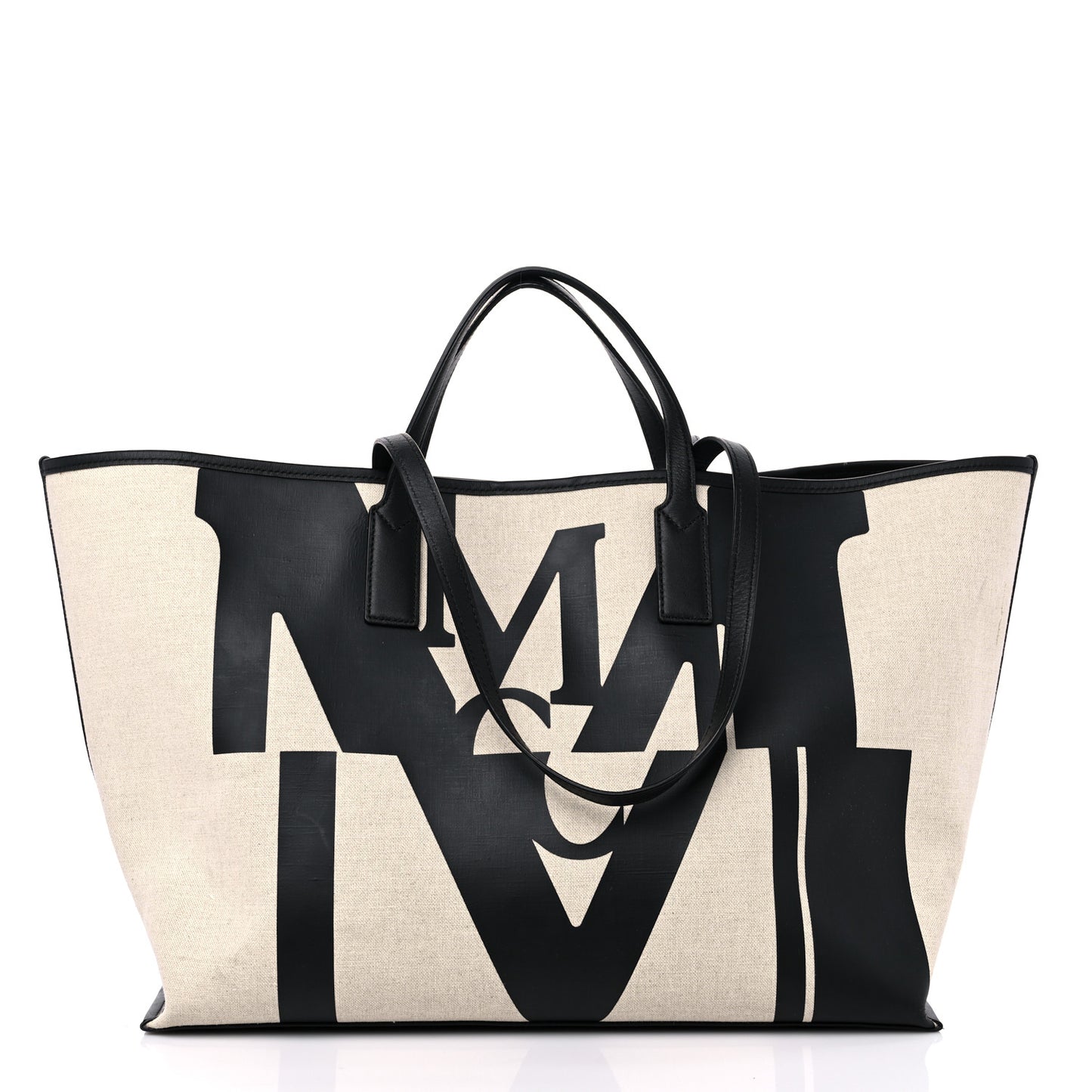 Canvas Glitch Logo Medium Aren Shopper Tote Black White