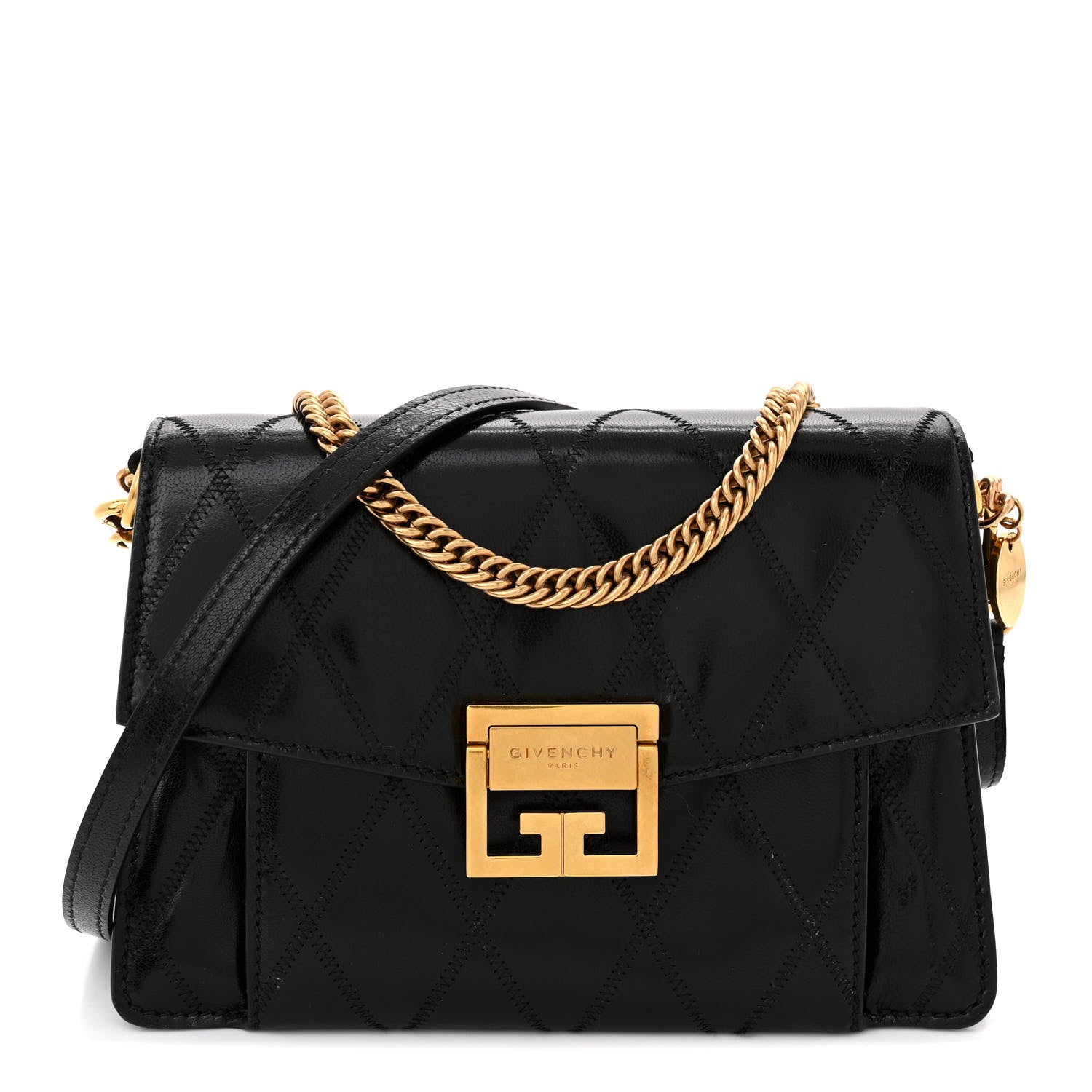 Givenchy Goatskin Quilted Small GV3 Shoulder Bag Black 1493240