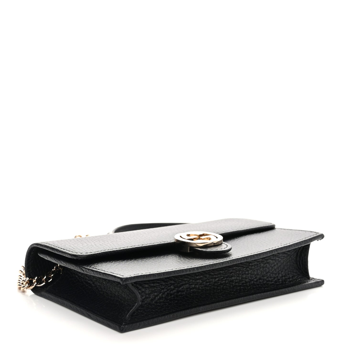 Dollar Calfskin Interlocking G Chain Wallet Black