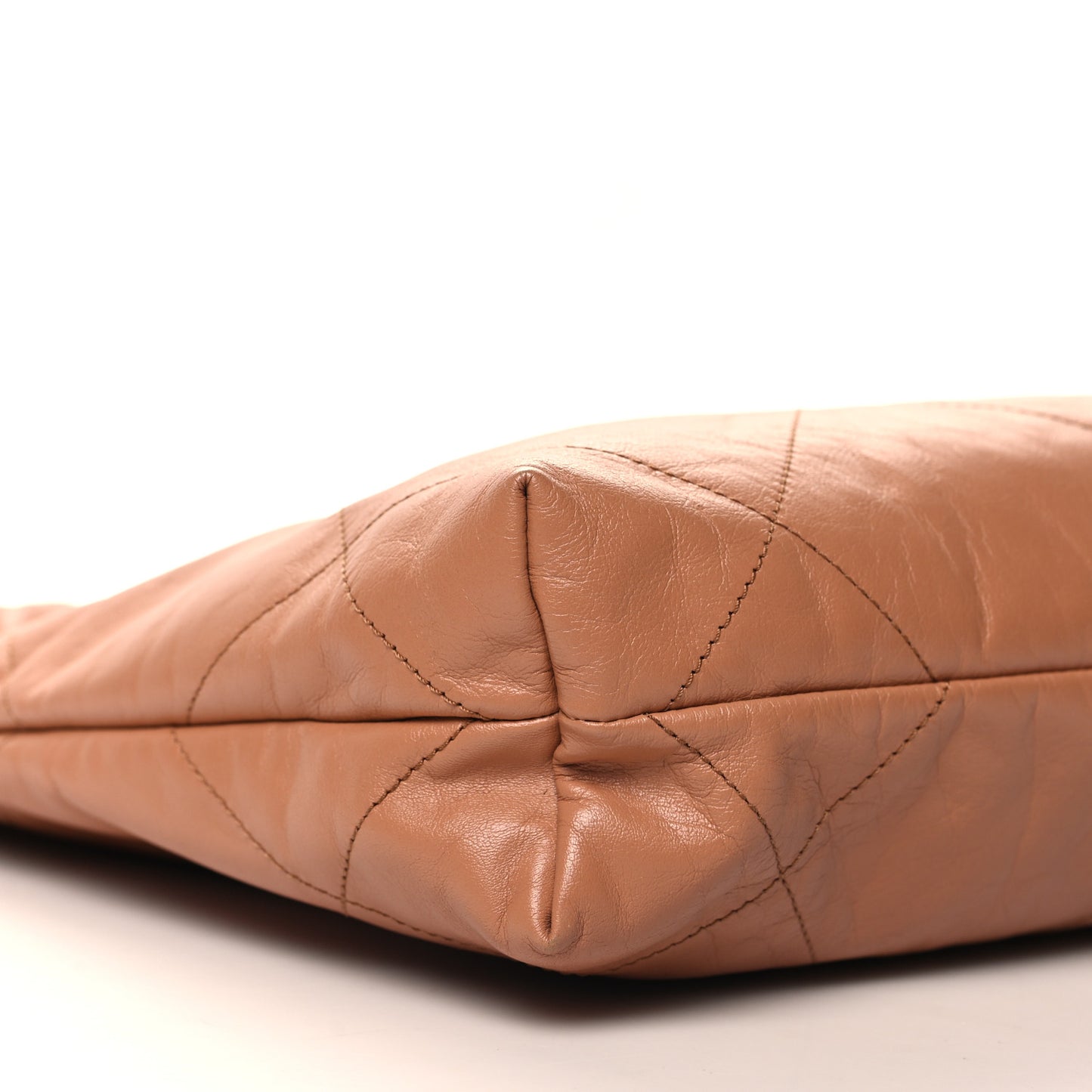 Shiny Calfskin Quilted Small Chanel 22 Camel