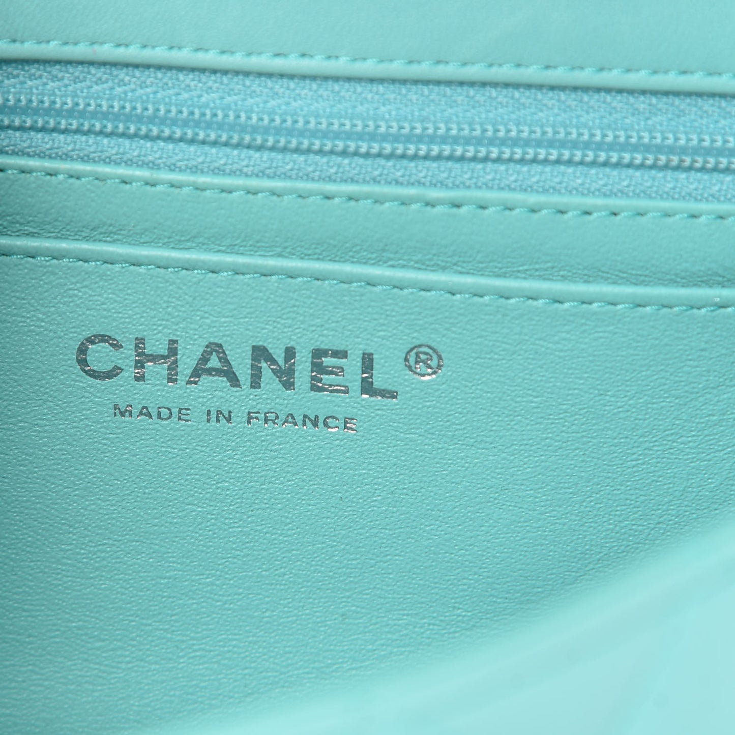 Lambskin Quilted Mini Rectangular Flap Light Blue