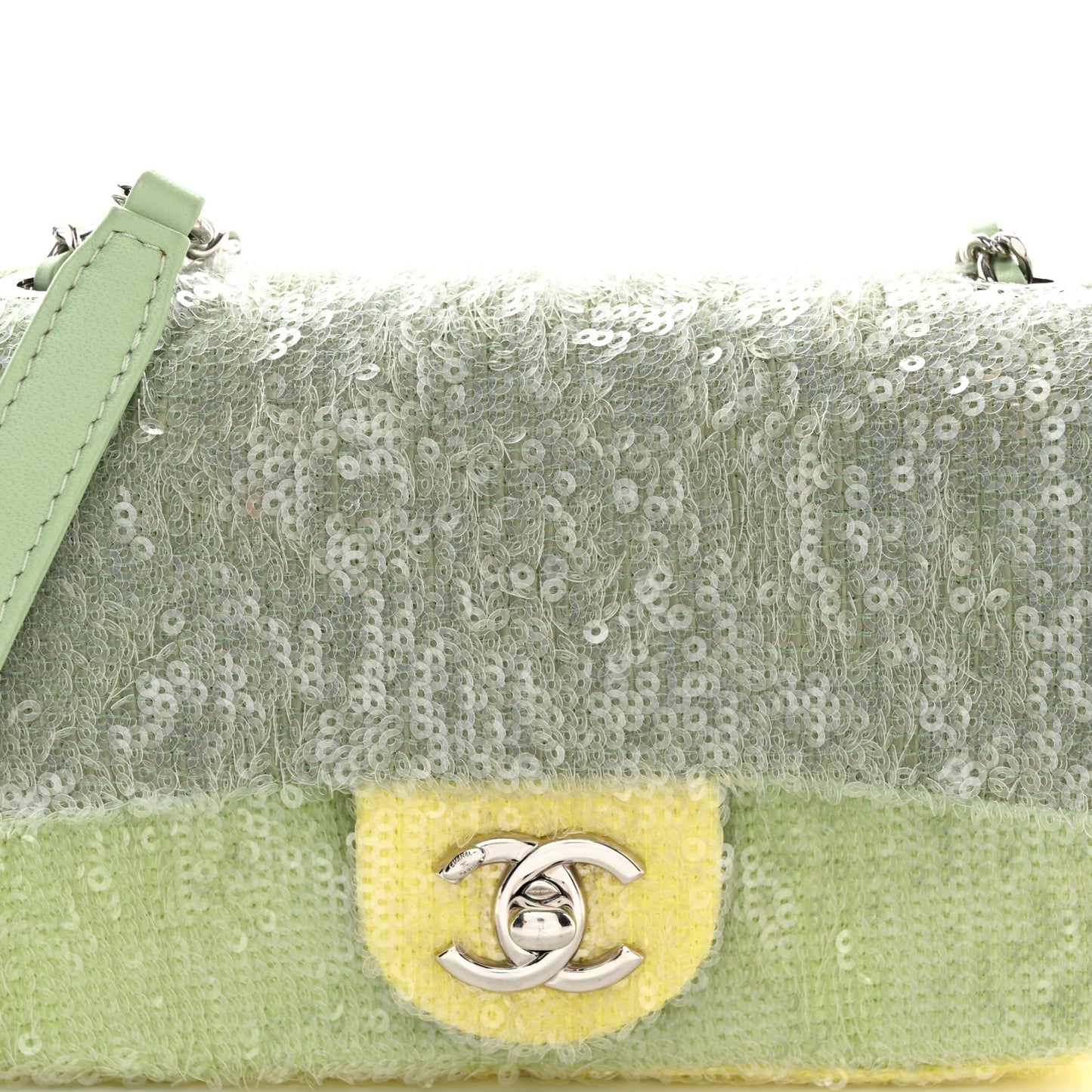 Sequin Mini Waterfall Flap Green Light Green Yellow