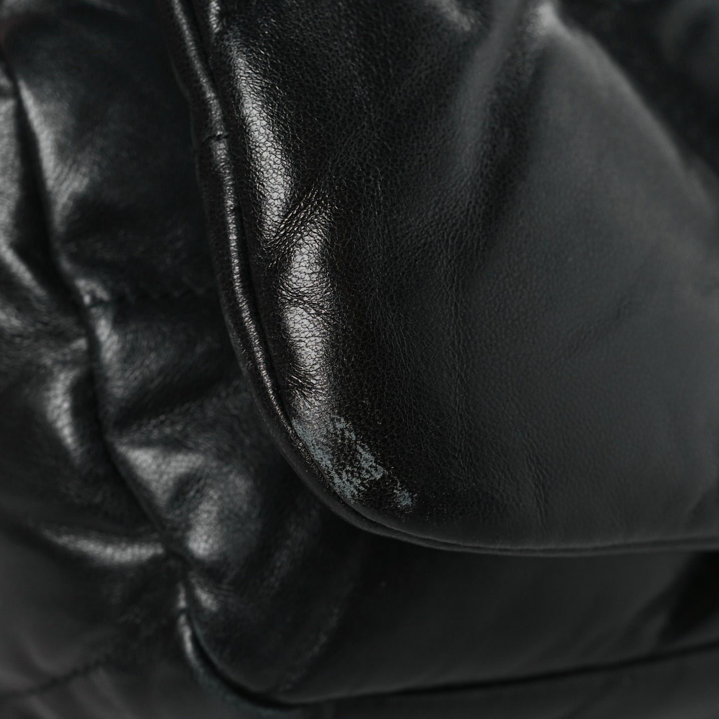 Nappa Soft Padded Logo Embossed Triangle Quilted Small Shoulder Bag Black