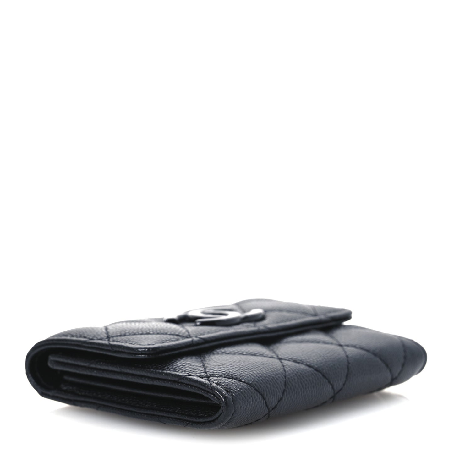Caviar Quilted Flap Card Holder So Black