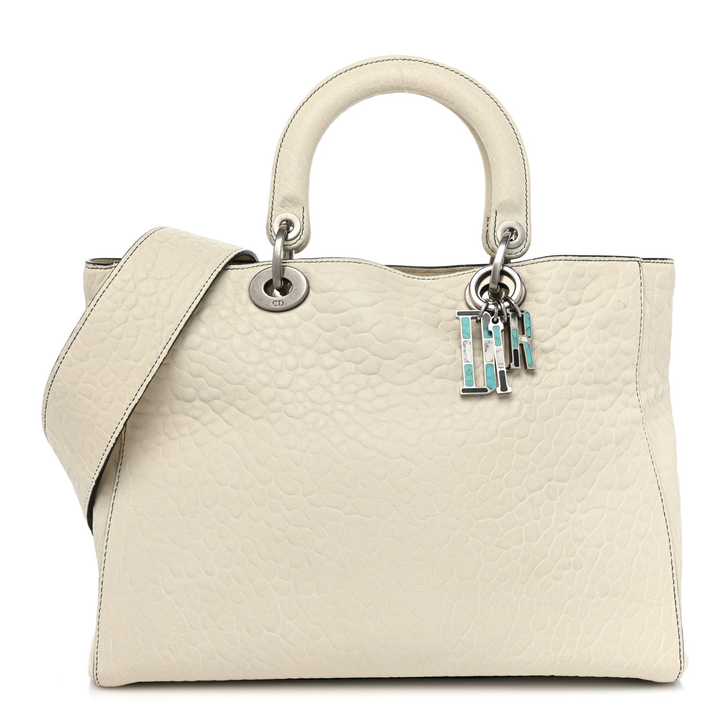 Canyon Grained Lambskin Large Lady Dior Off White