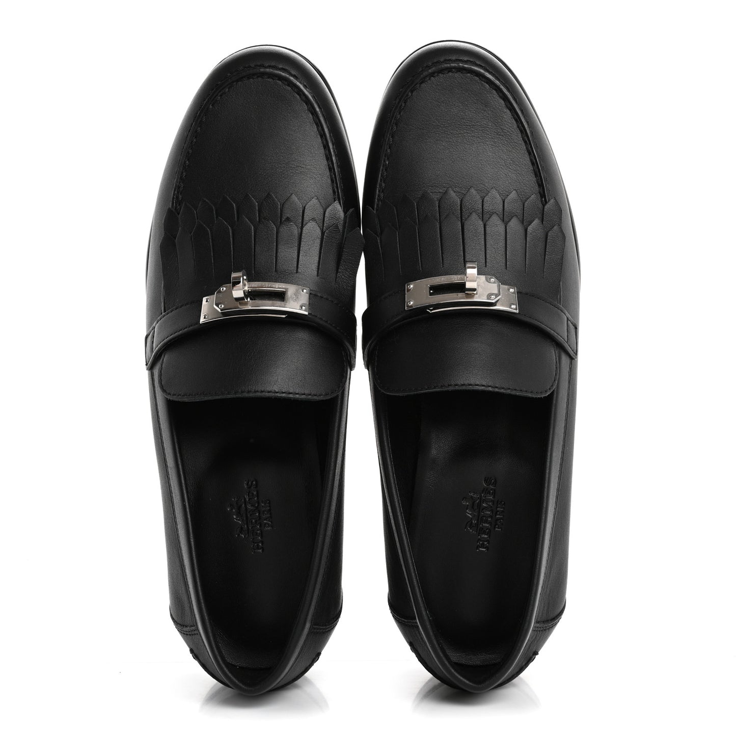 Fringed Calfskin Womens Destin Loafer 38 Black