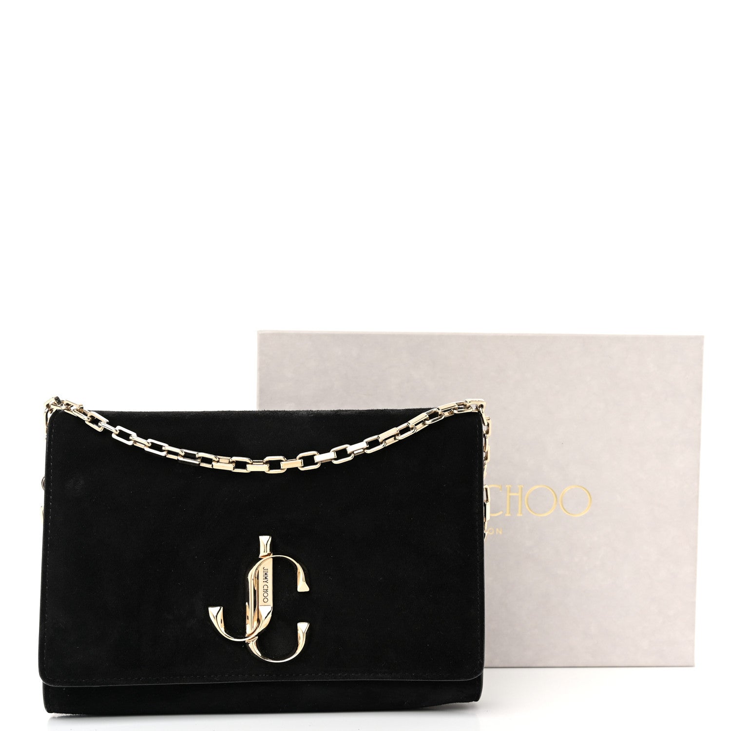 Jimmy Choo Suede Varenne Chain Clutch Black 11 of 11